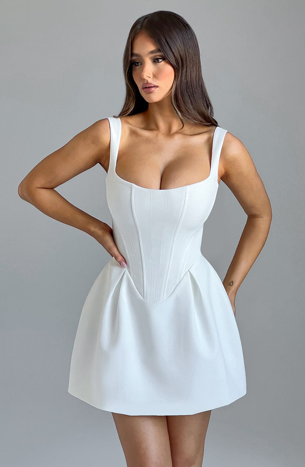 M.T Women's Dress Corset Mini Ivory Woven Party
