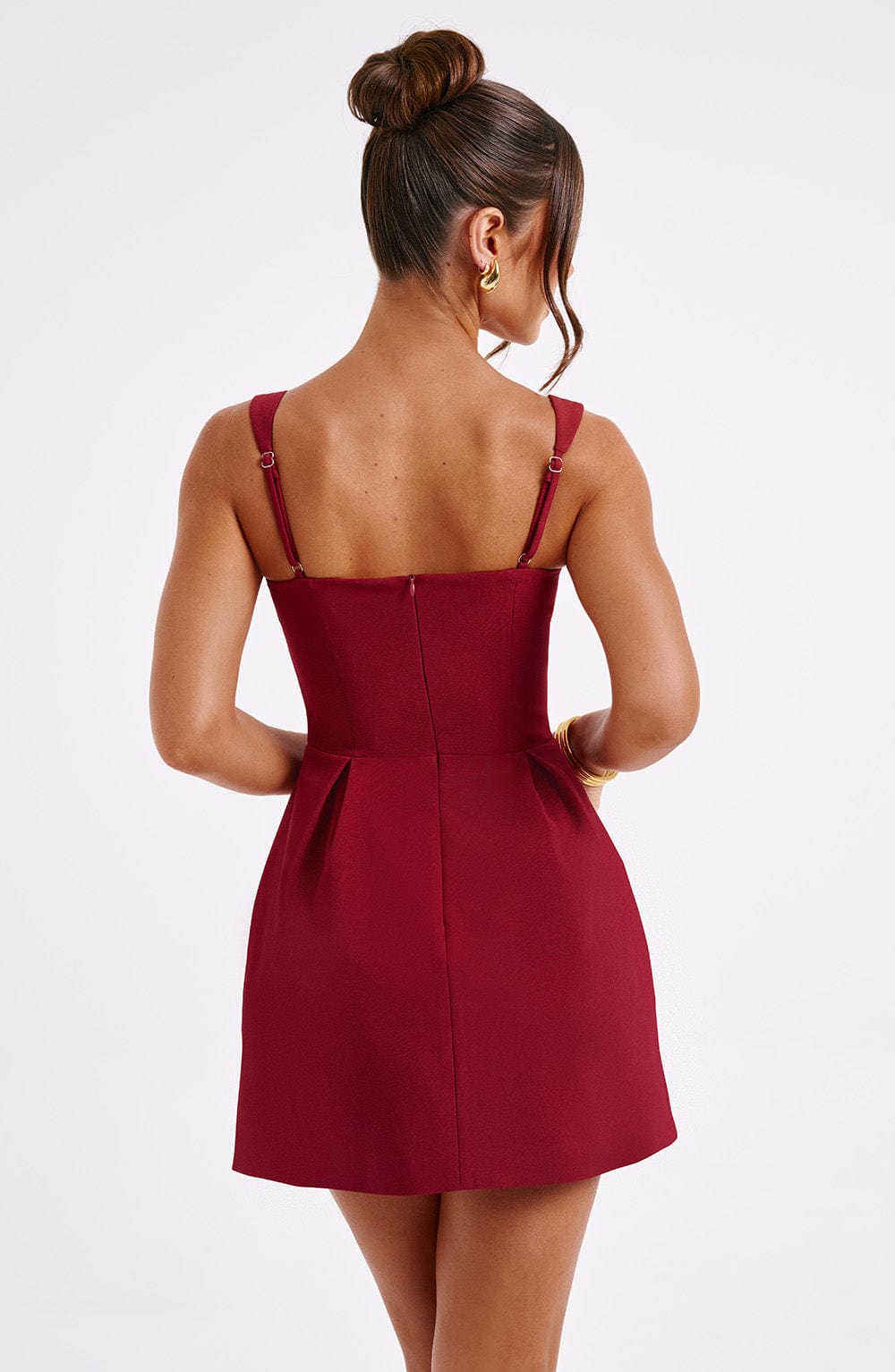 M.T Women's Dress Mini Corset Wine Woven Party