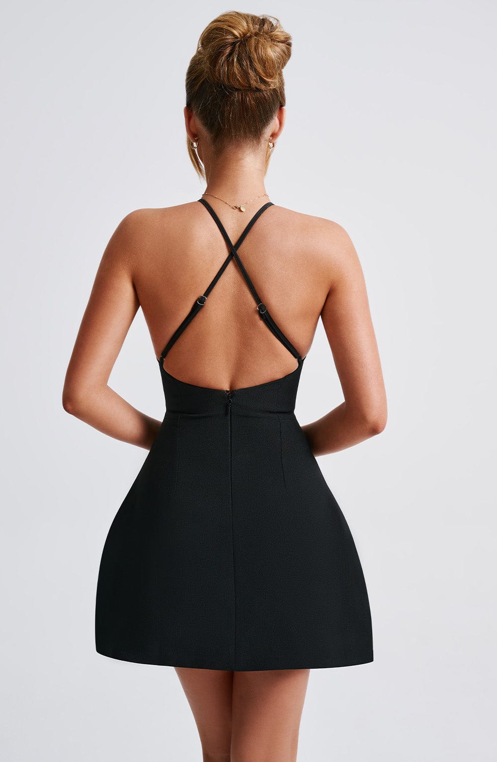 R.F Women's Dress Bubblehem Black Crepe Party Jayne