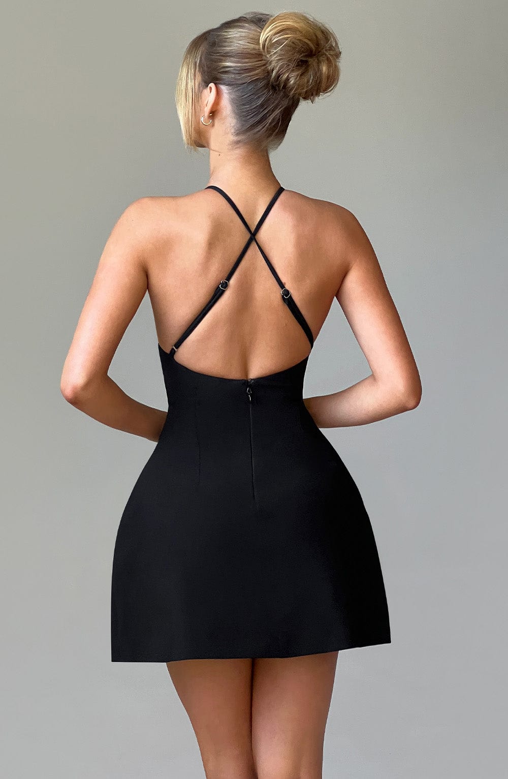 R.F Women's Dress Bubblehem Black Crepe Party Jayne