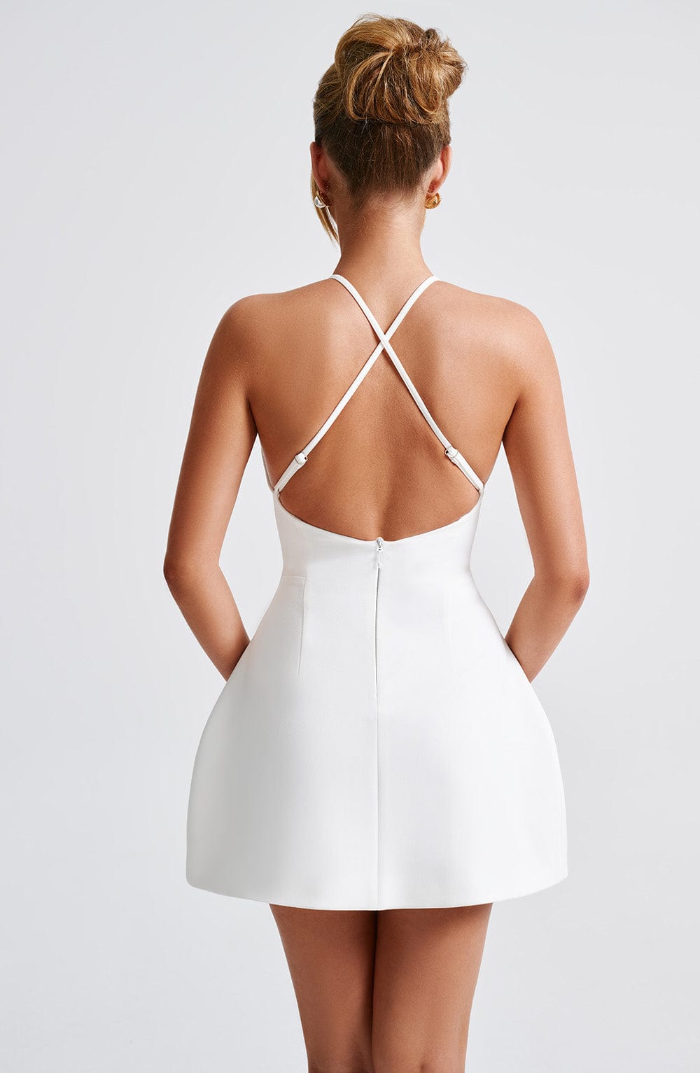 R.F Women's Dress Jayne Bubble Hem Ivory Crepe Party