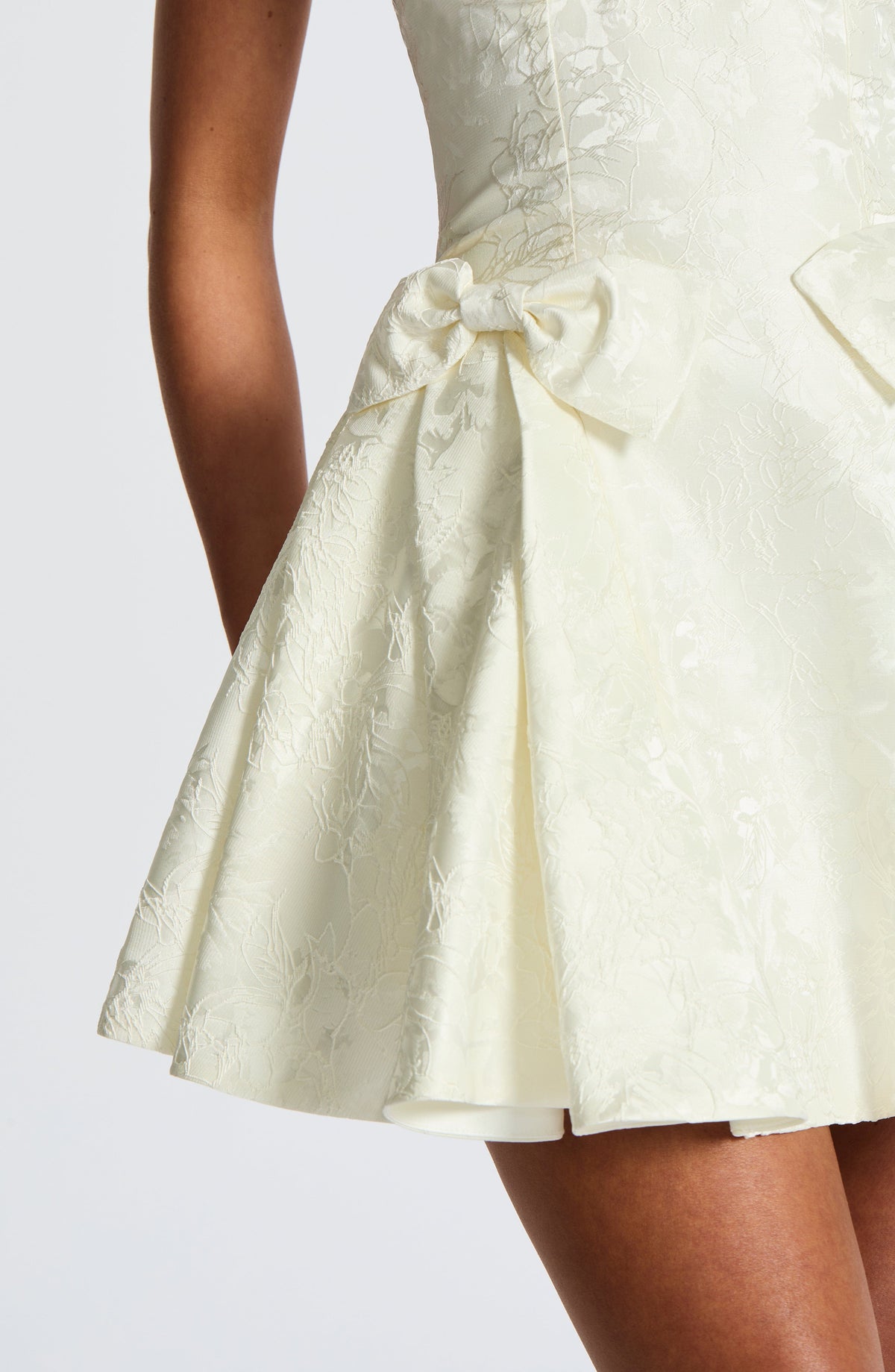R.F Women's Dress Strapless Mini Ivory Floral Jacquard Party