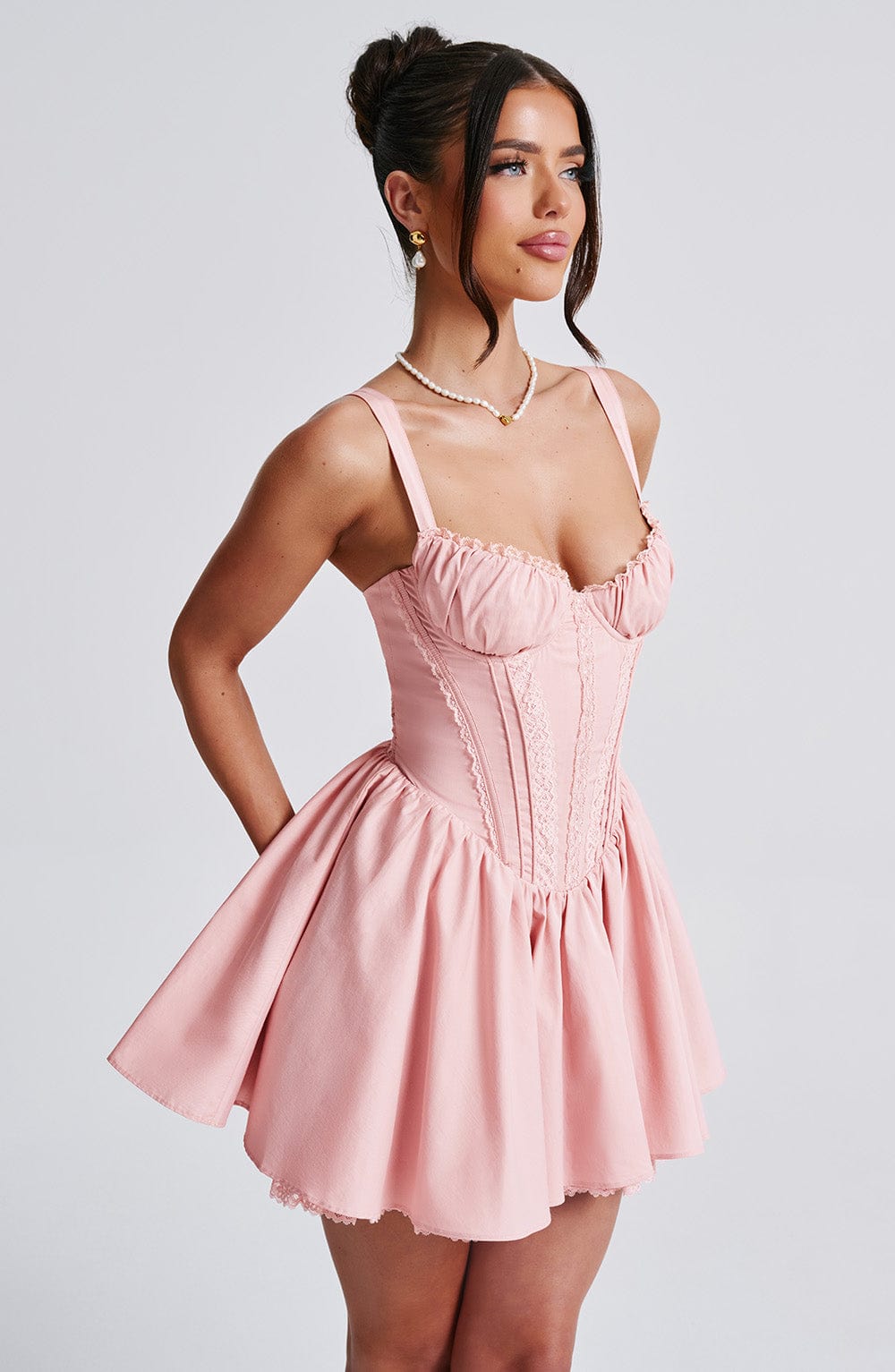 R.F Women's Dress Strapless Corset Blush Cotton Party