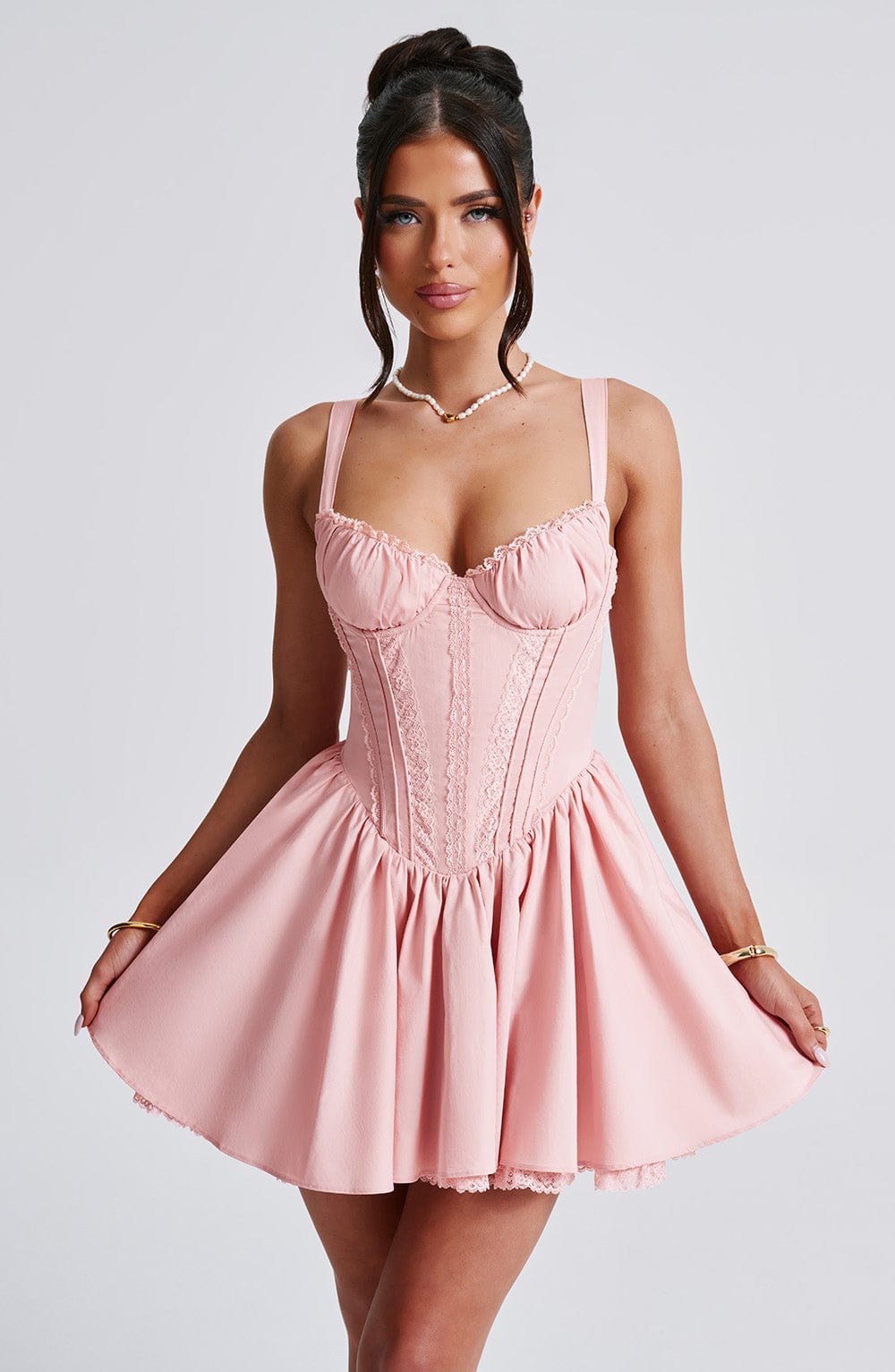 R.F Women's Dress Strapless Corset Blush Cotton Party