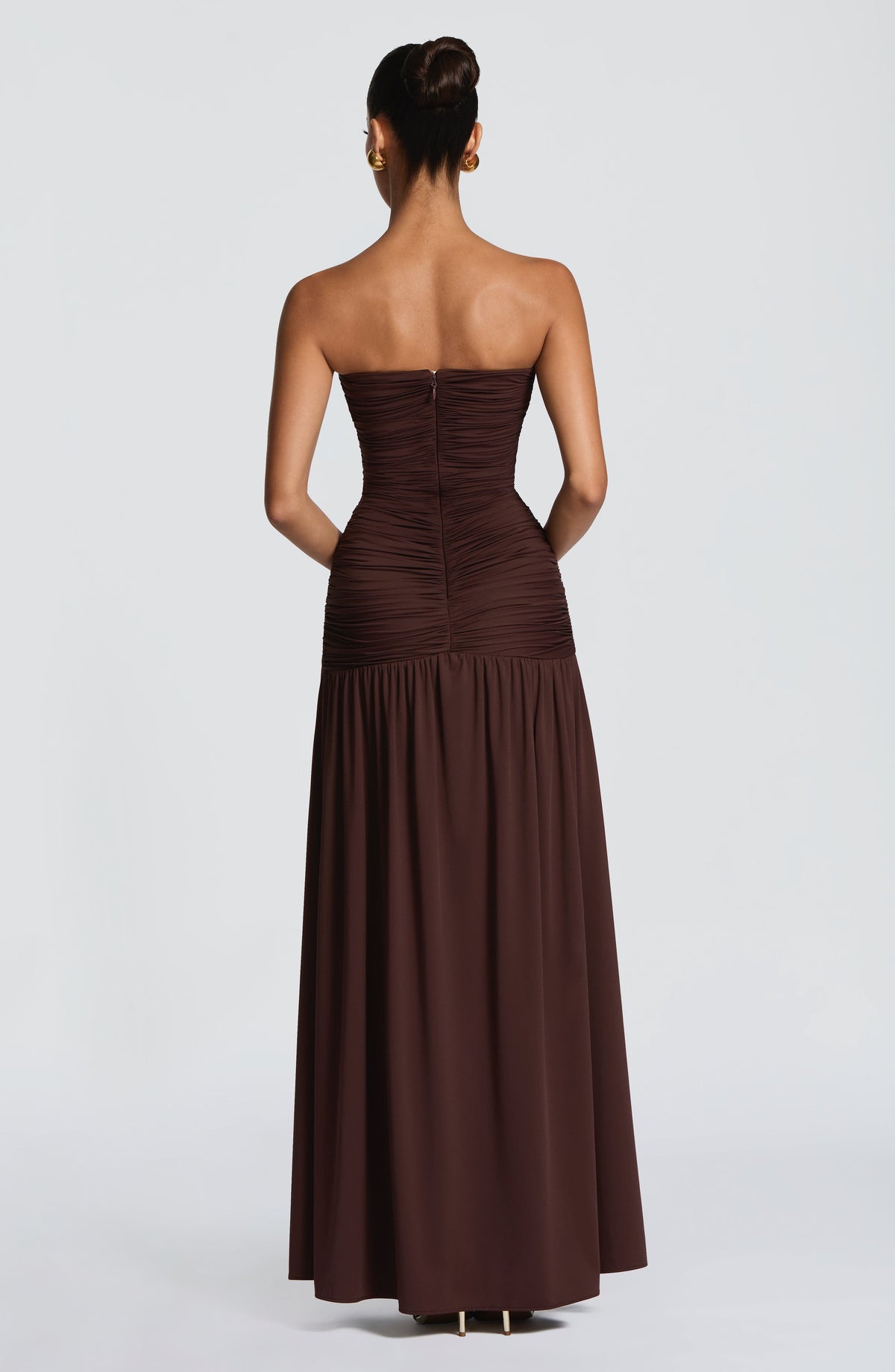 DIA Women's Dress Maxi Plum Brown Stretch Jersey Formal