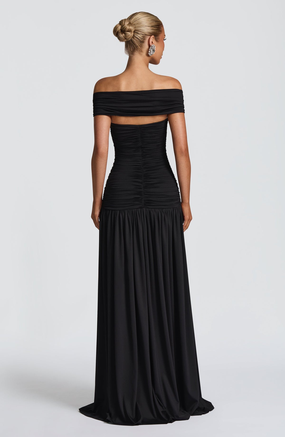 DIA Women's Dress Maxi Kathryn Bardot Cutout Black Slinky Jersey Formal Party