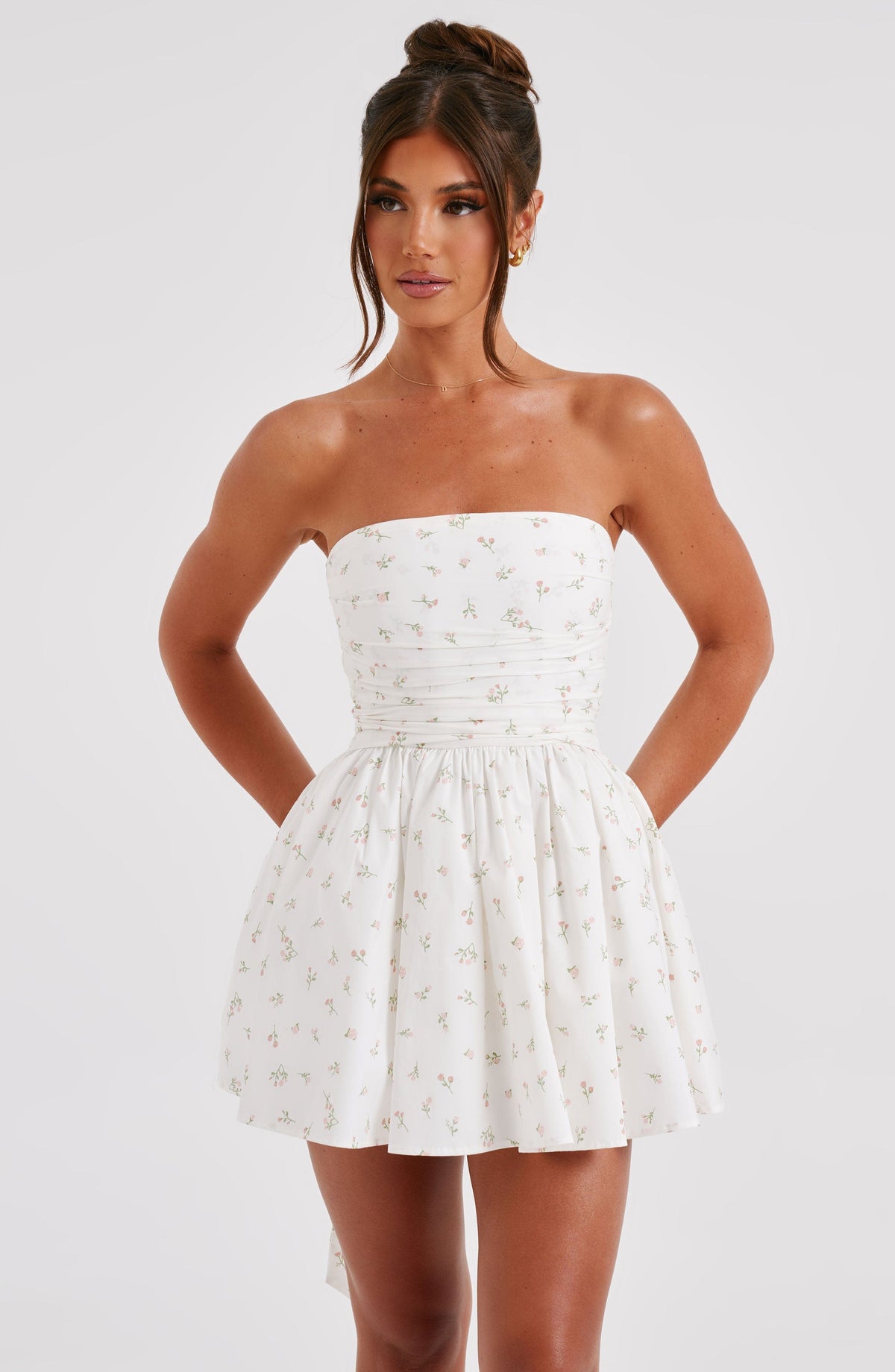 D.J Women's Dress Katrina Mini Blush Floral Cotton Party