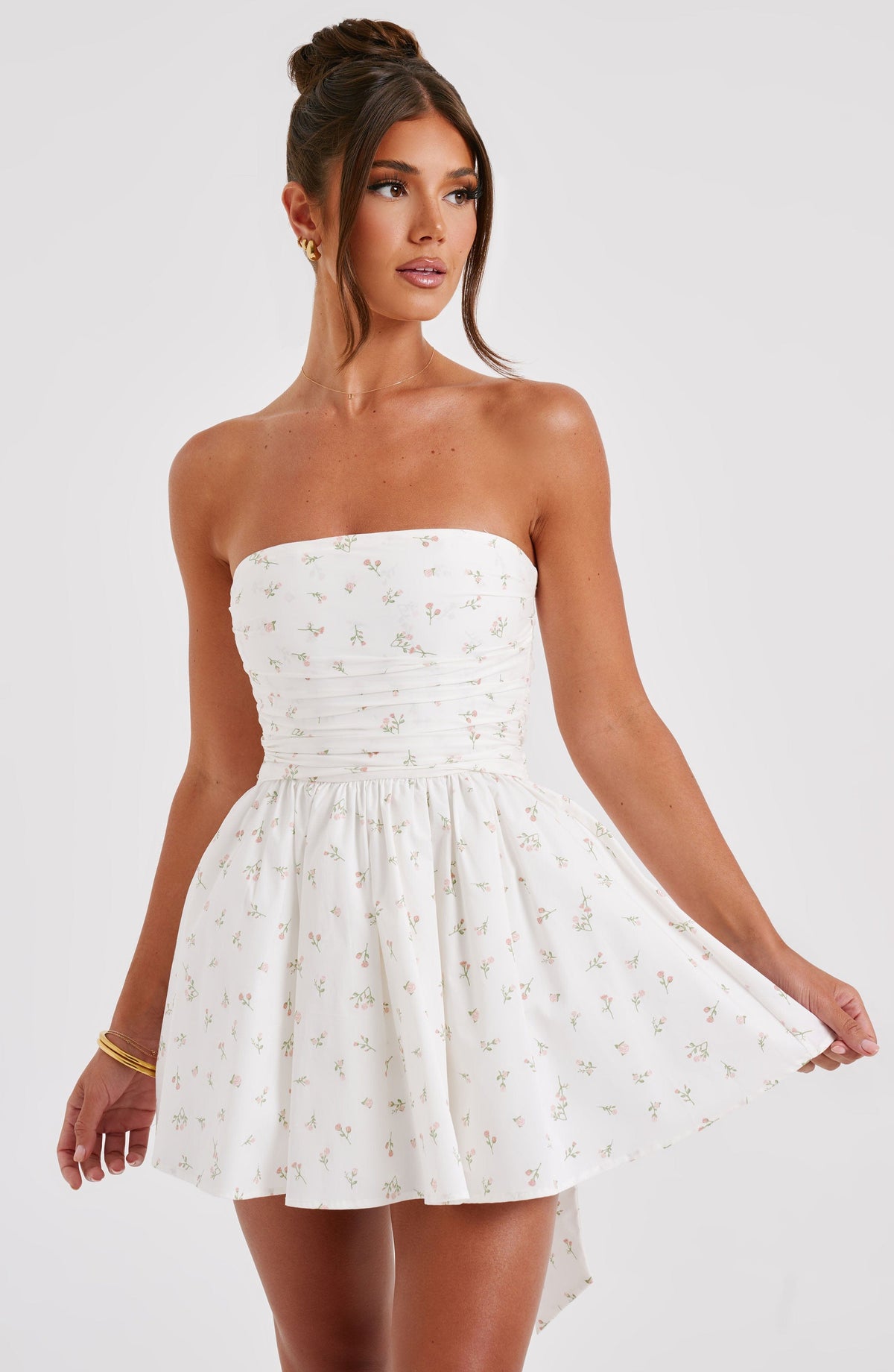 D.J Women's Dress Katrina Mini Blush Floral Cotton Party
