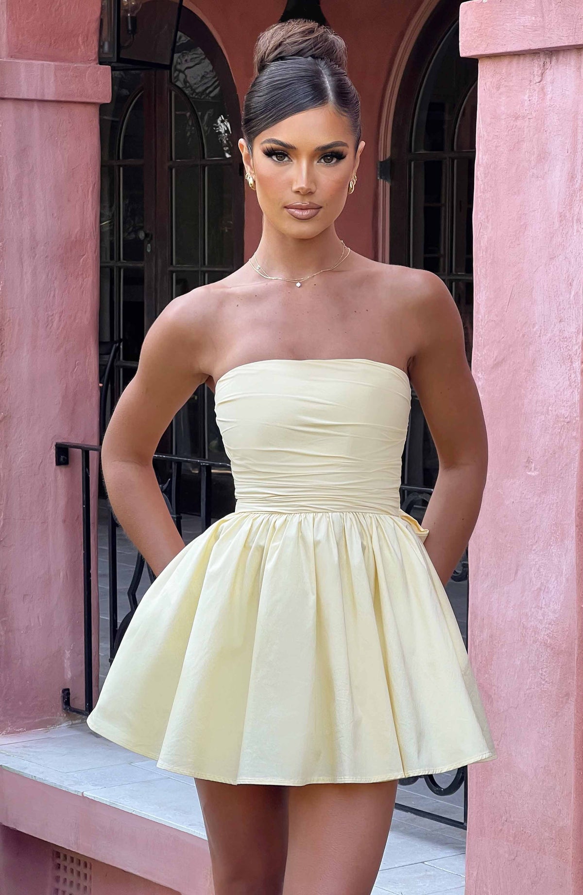 D.J Women's Dress Katrina Mini Lemon Cotton Bow Party