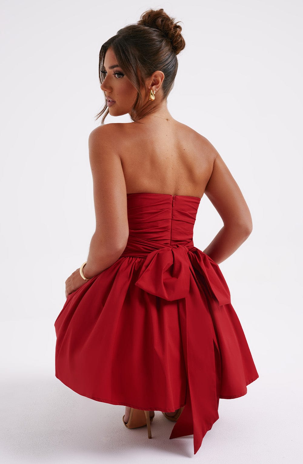 D.J Women's Dress Katrina Corset Red Cotton Party