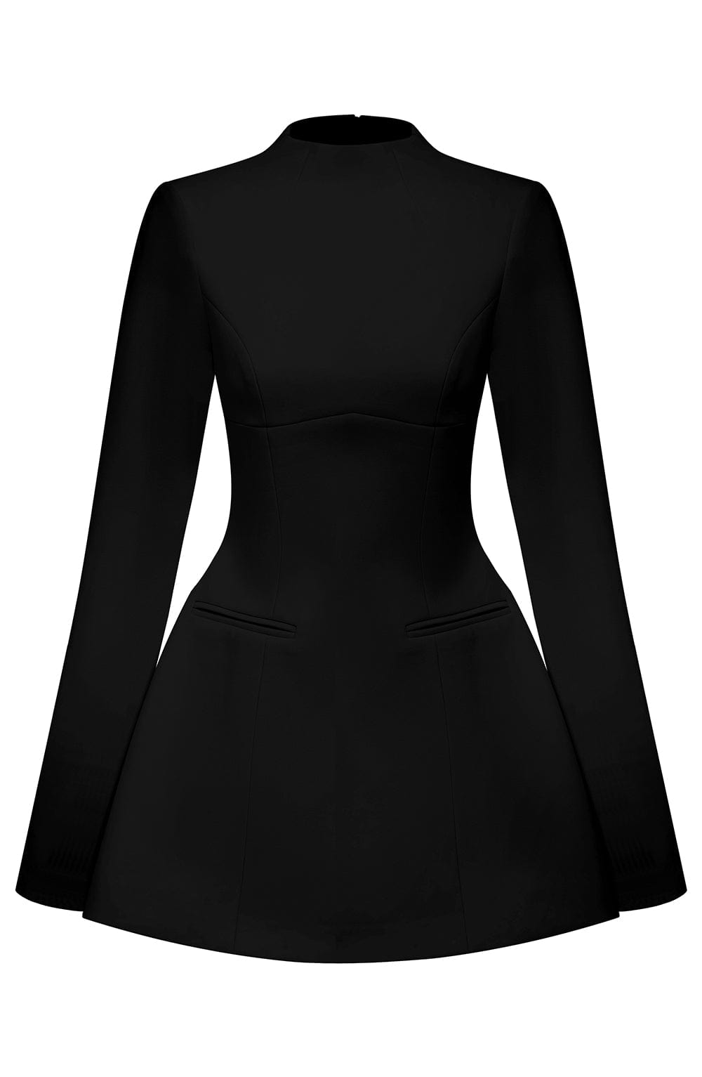 R.F Women's Dress Mini Bubble Hem Black Crepe Party