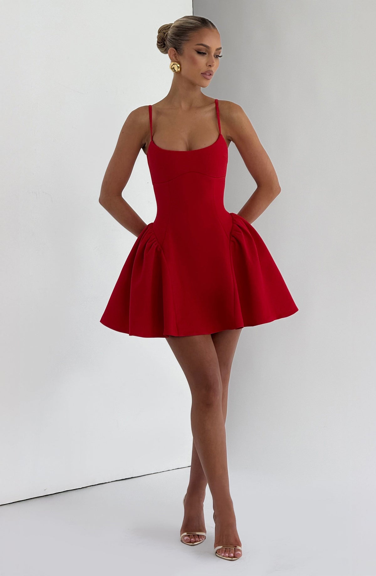 R.F Women's Dress Kiah Mini Red Crepe Party