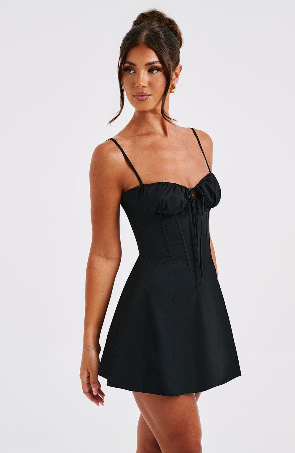 R.F Women's Dress Milkmaid Black Cotton Corset Party