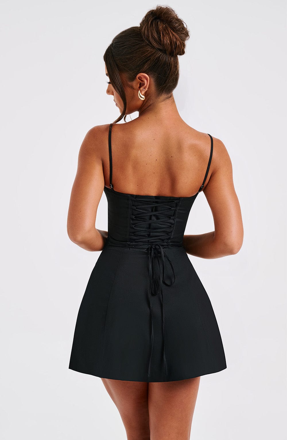 R.F Women's Dress Milkmaid Black Cotton Corset Party
