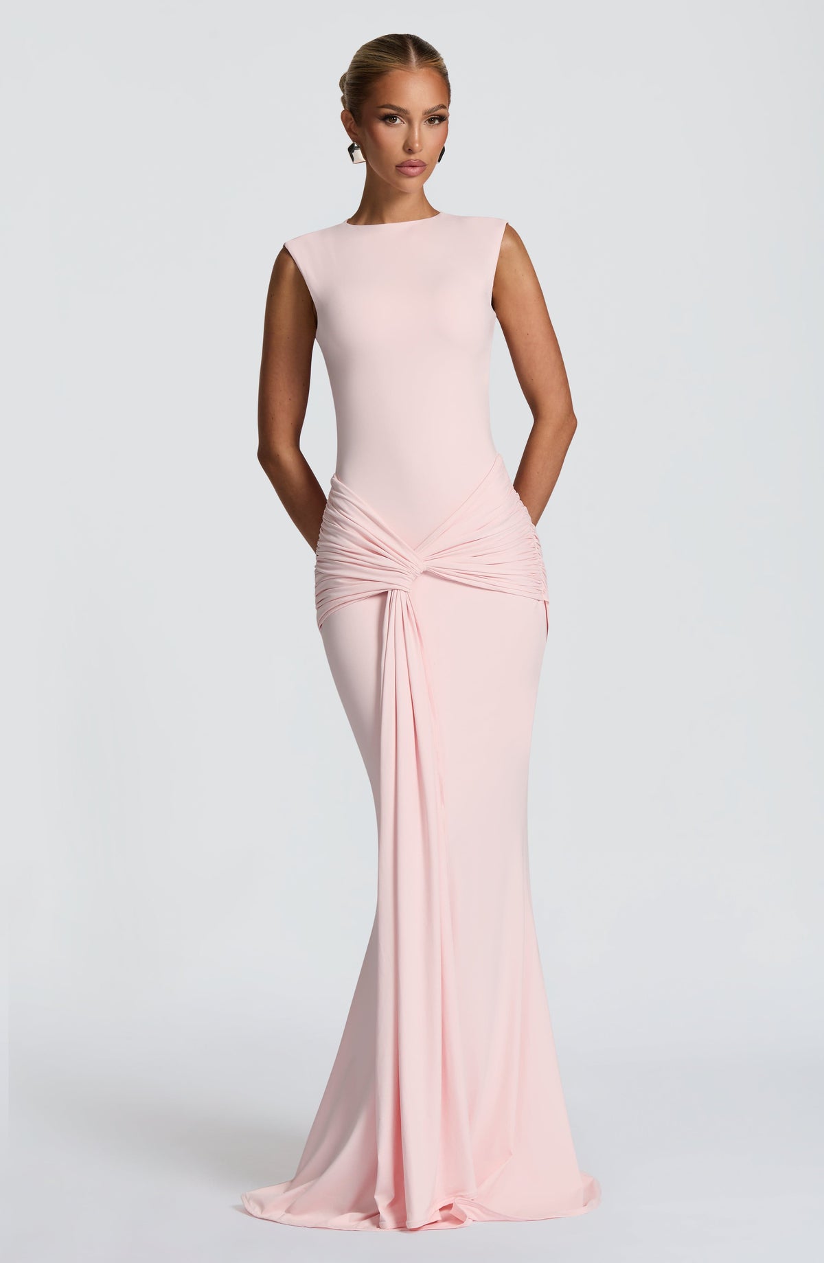 DIA Women's Dress Lorenza Maxi Blush Jersey Ruched Formal