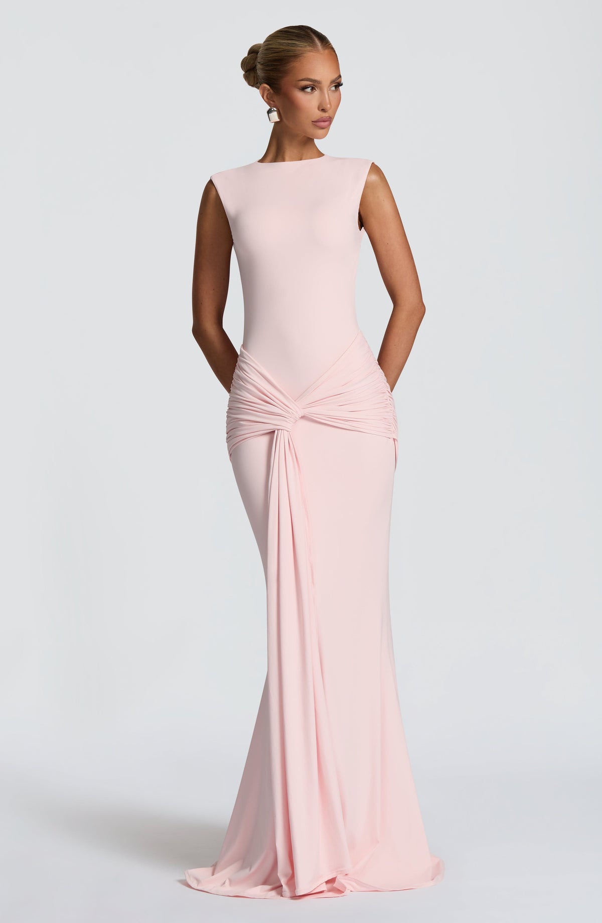 DIA Women's Dress Lorenza Maxi Blush Jersey Ruched Formal