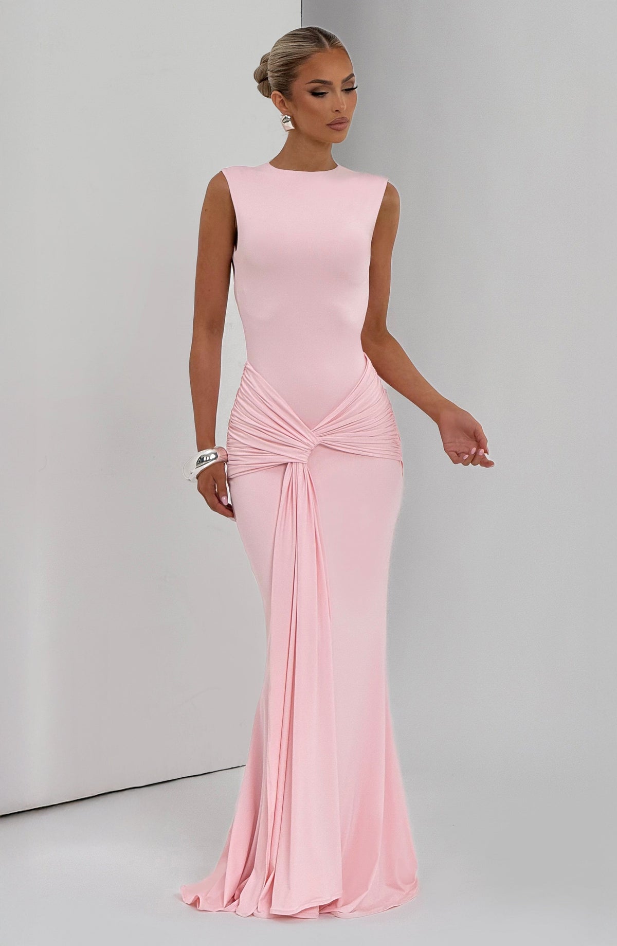 DIA Women's Dress Lorenza Maxi Blush Jersey Ruched Formal