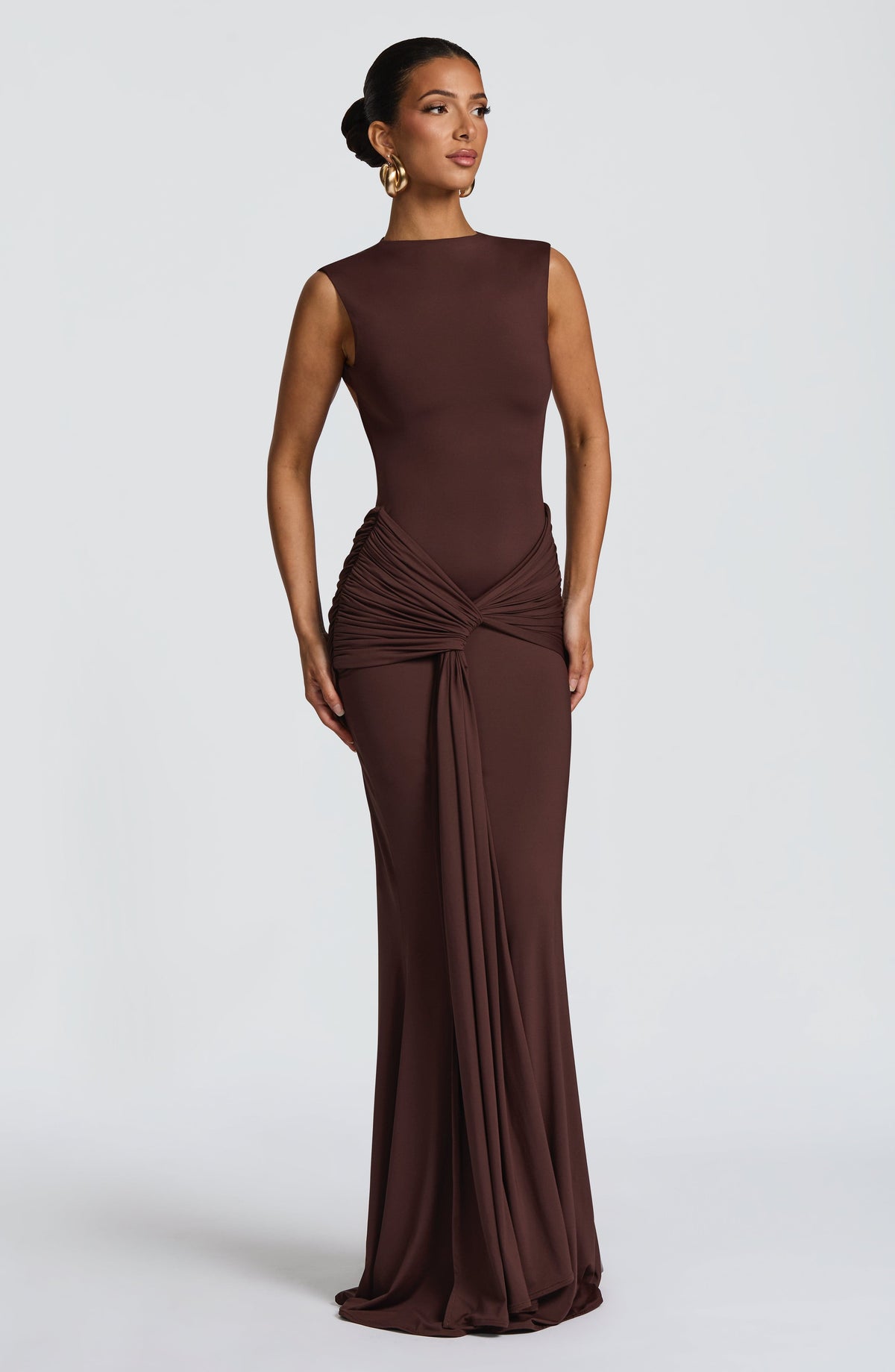 DIA Women's Maxi Dress Lorenza Plum Brown Jersey Formal