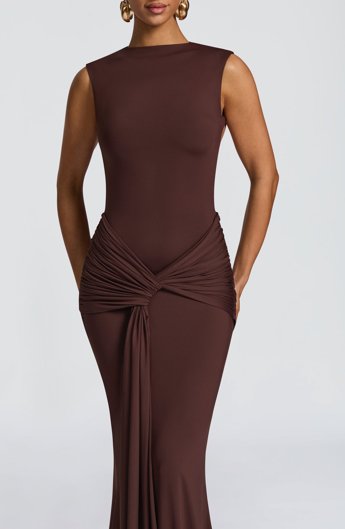 DIA Women's Maxi Dress Lorenza Plum Brown Jersey Formal