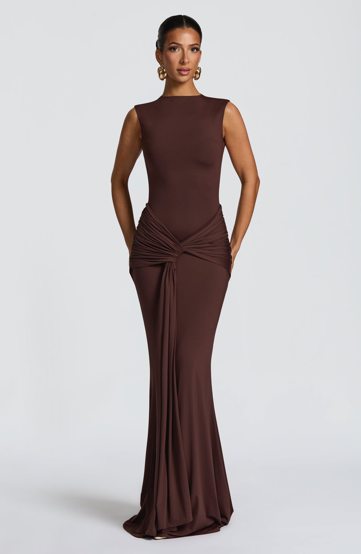 DIA Women's Maxi Dress Lorenza Plum Brown Jersey Formal