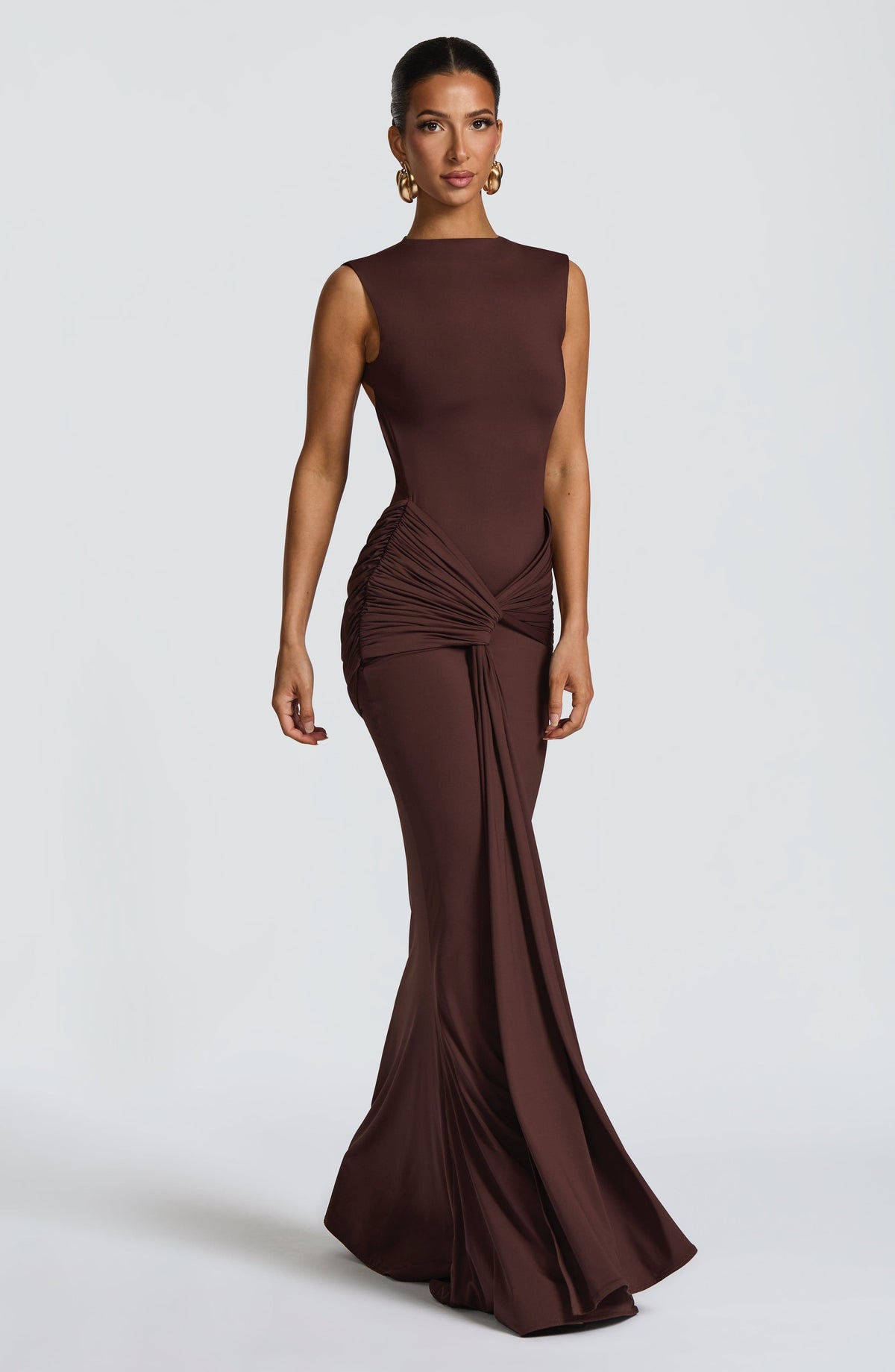 DIA Women's Maxi Dress Lorenza Plum Brown Jersey Formal
