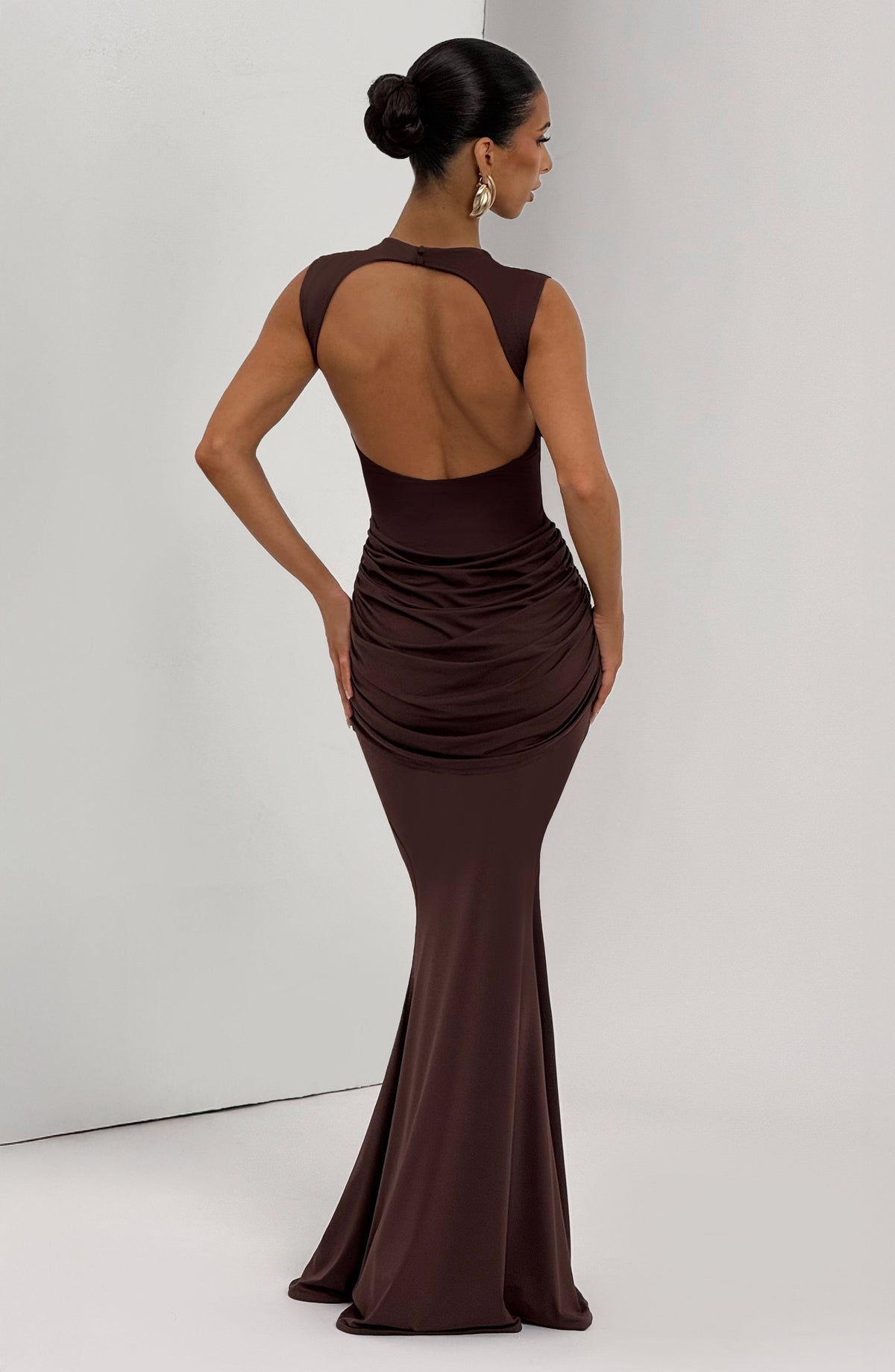 DIA Women's Maxi Dress Lorenza Plum Brown Jersey Formal