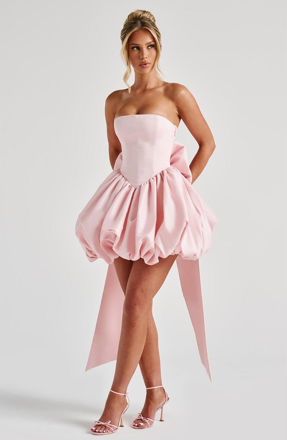 S.M Women's Dress Mini Blush Textured Taffeta Party