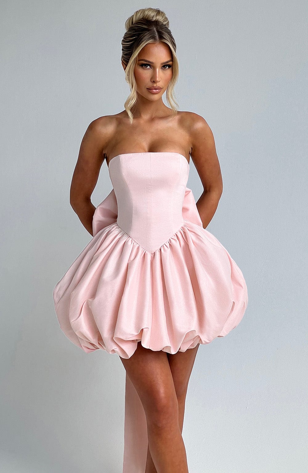 S.M Women's Dress Mini Blush Textured Taffeta Party