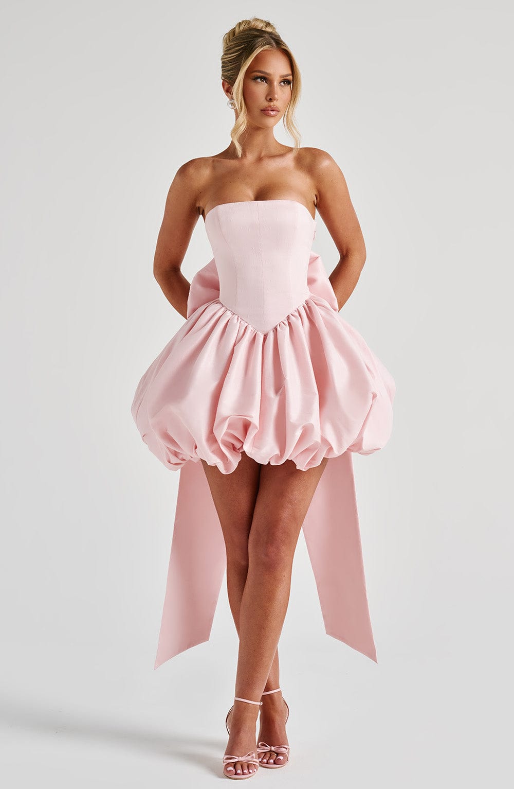 S.M Women's Dress Mini Blush Textured Taffeta Party