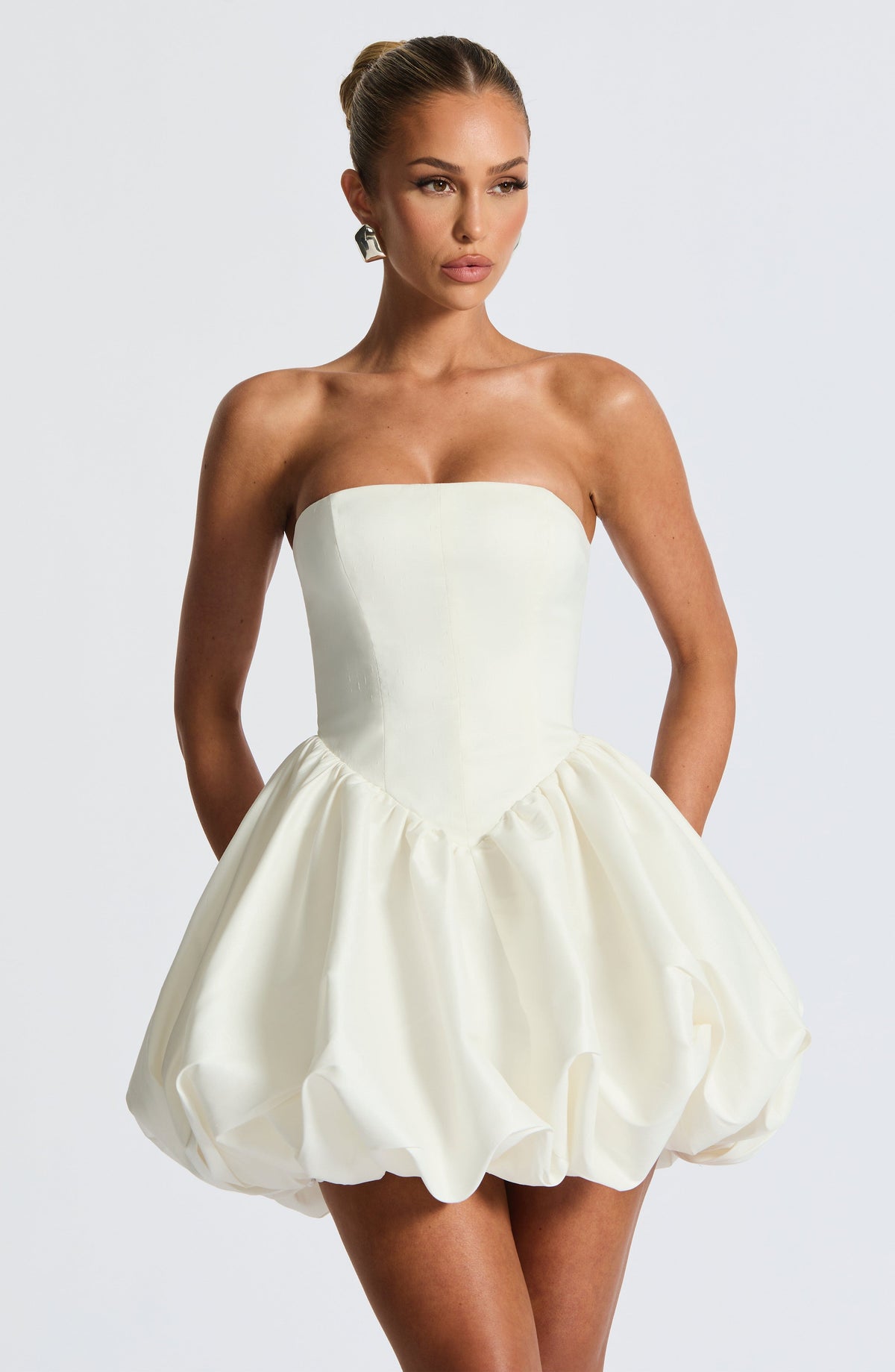 S.M Women's Dress Strapless Ivory Taffeta Party BBF3973-D