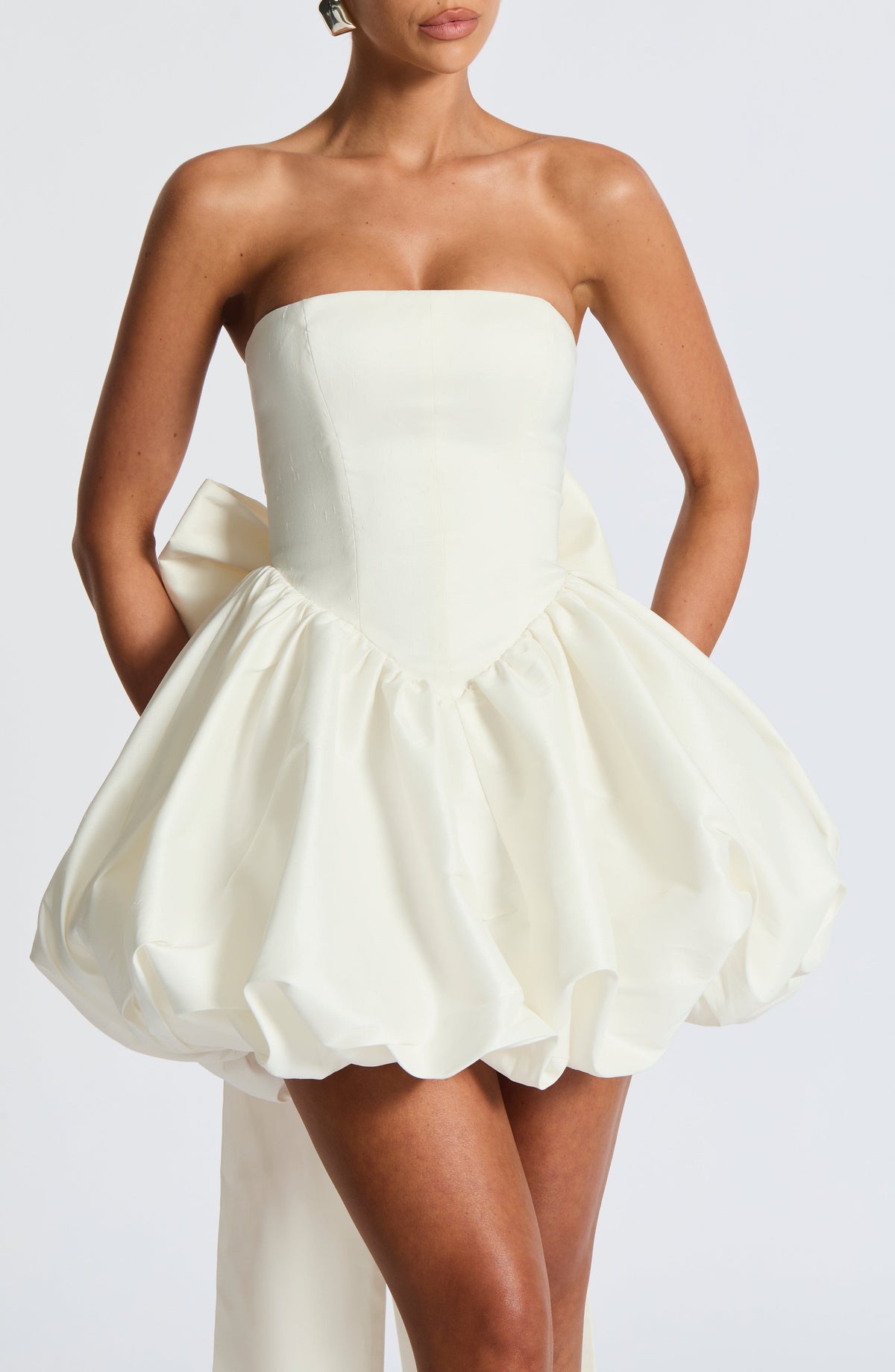 S.M Women's Dress Strapless Ivory Taffeta Party BBF3973-D