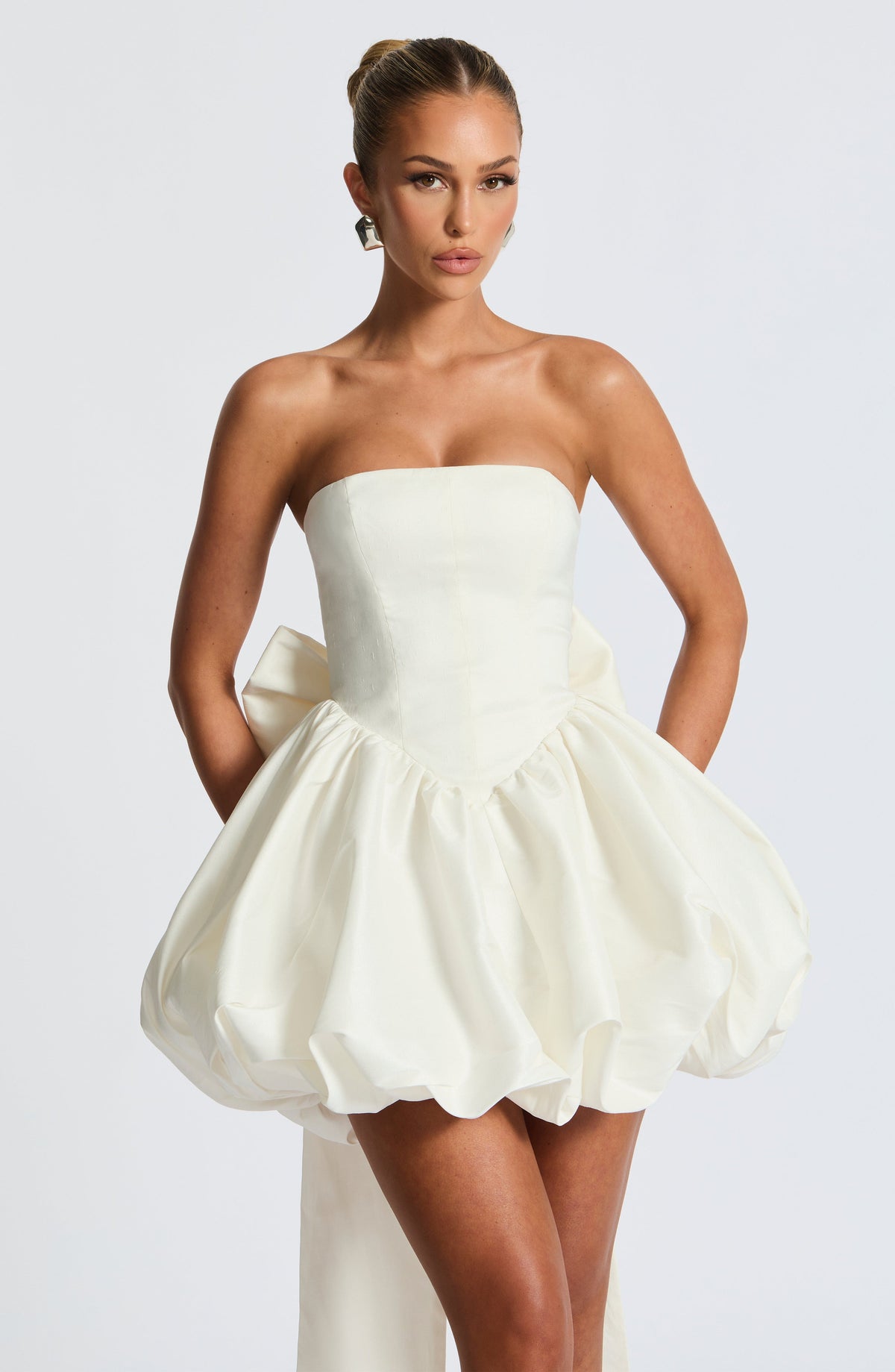 S.M Women's Dress Strapless Ivory Taffeta Party BBF3973-D