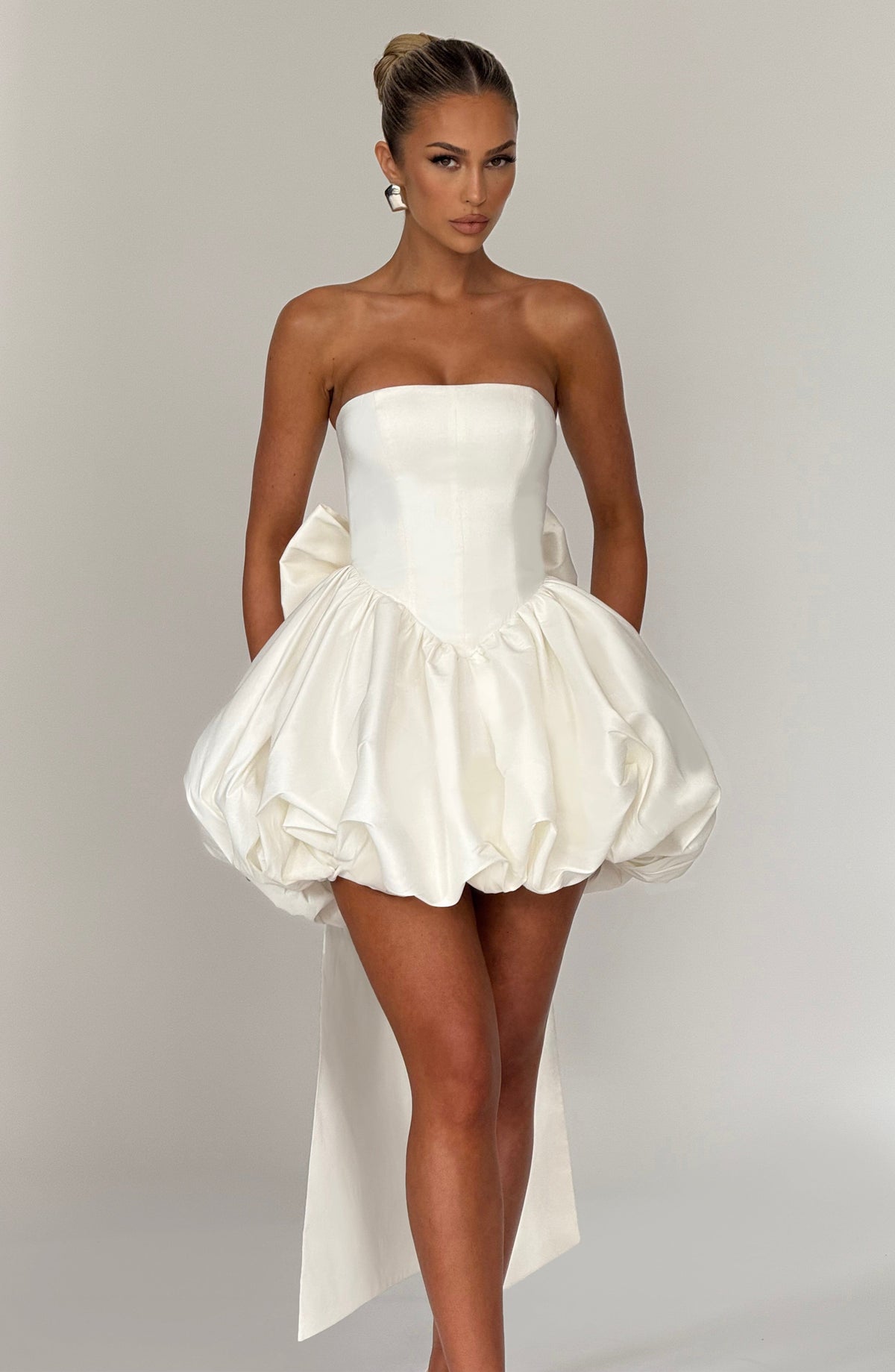 S.M Women's Dress Strapless Ivory Taffeta Party BBF3973-D