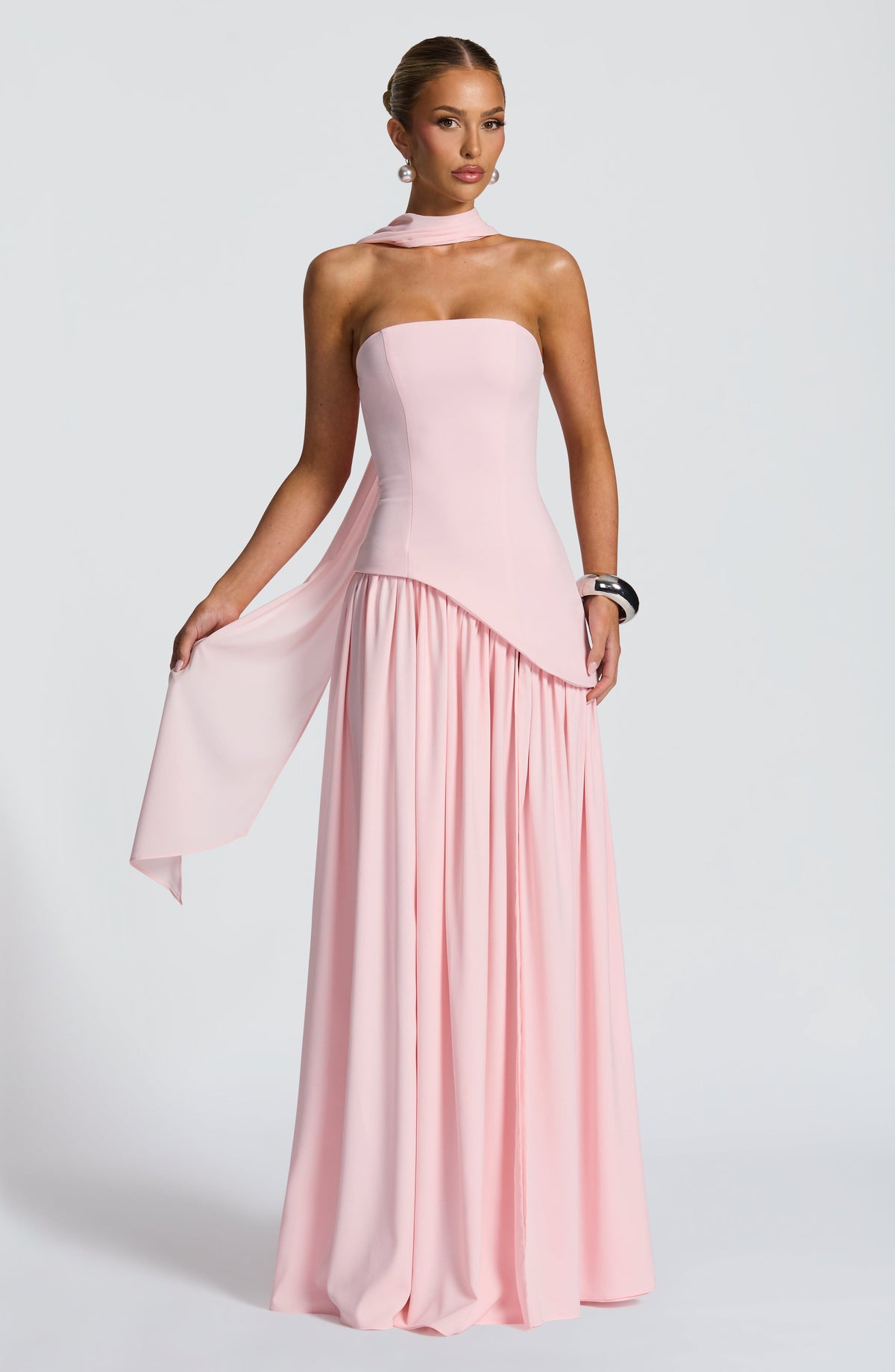 DIA Women's Dress Maxi Blush Crepe Thigh-Split Formal