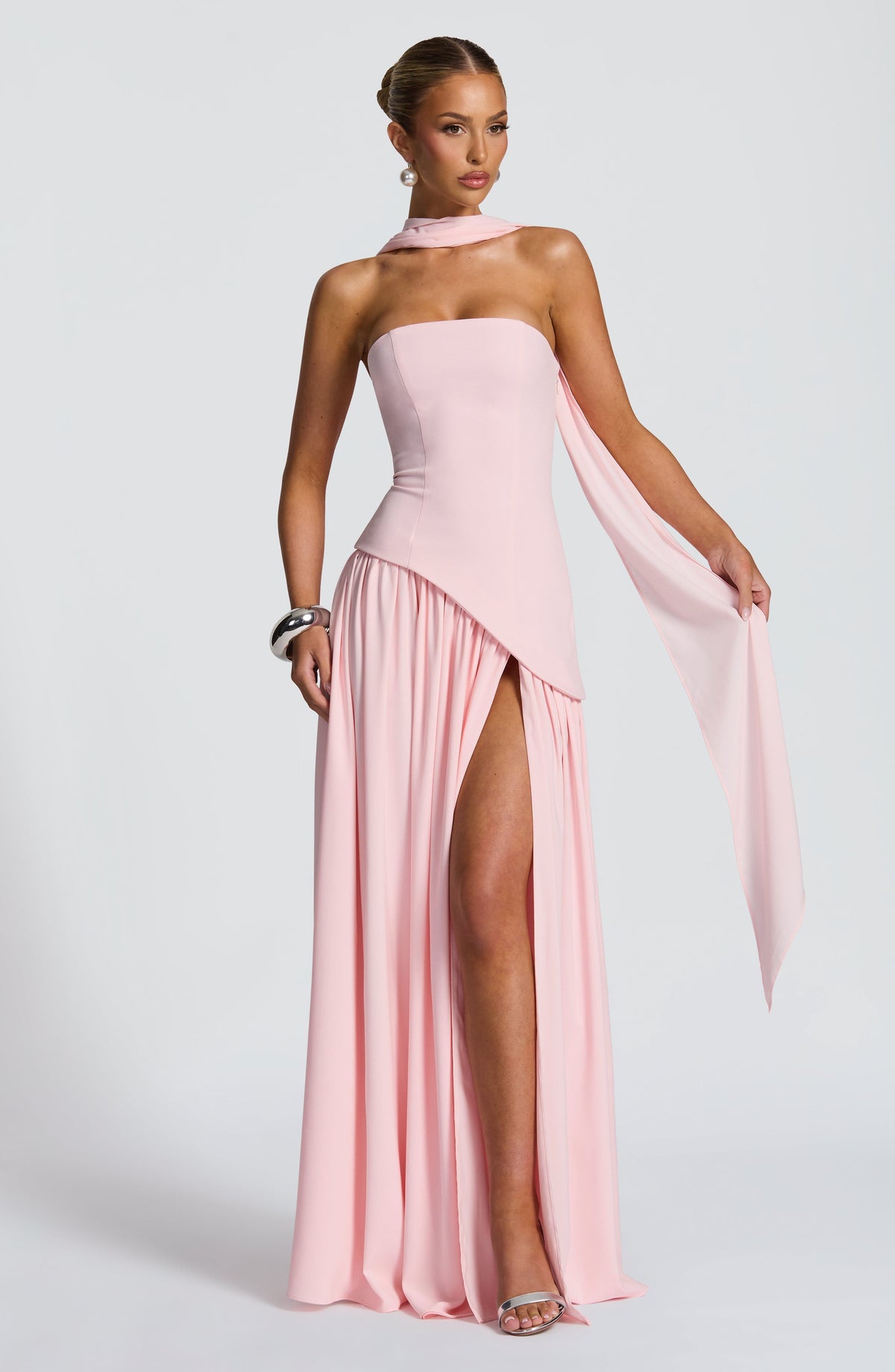 DIA Women's Dress Maxi Blush Crepe Thigh-Split Formal