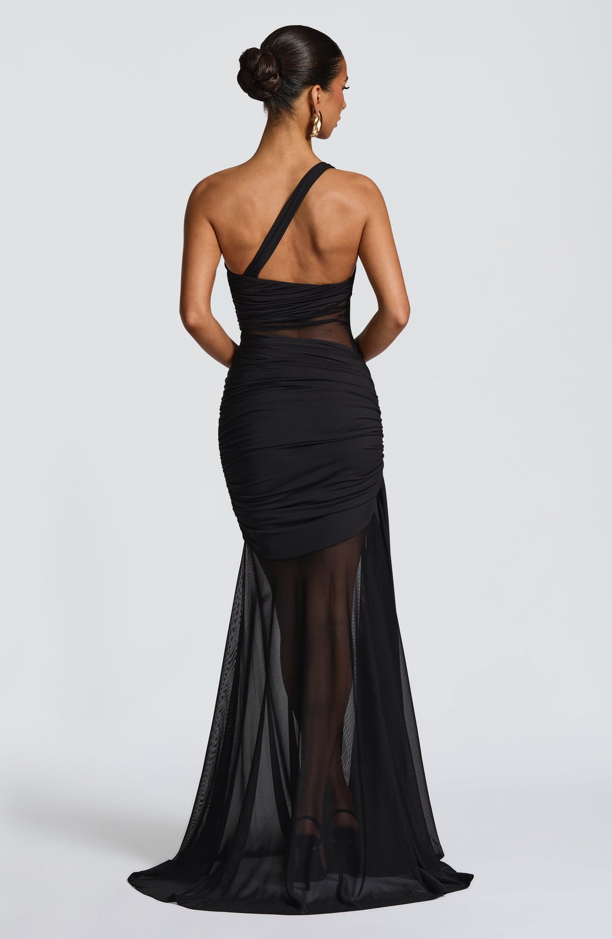 DIA Women's Dress Flare Marianne Black Mesh Ruched Party