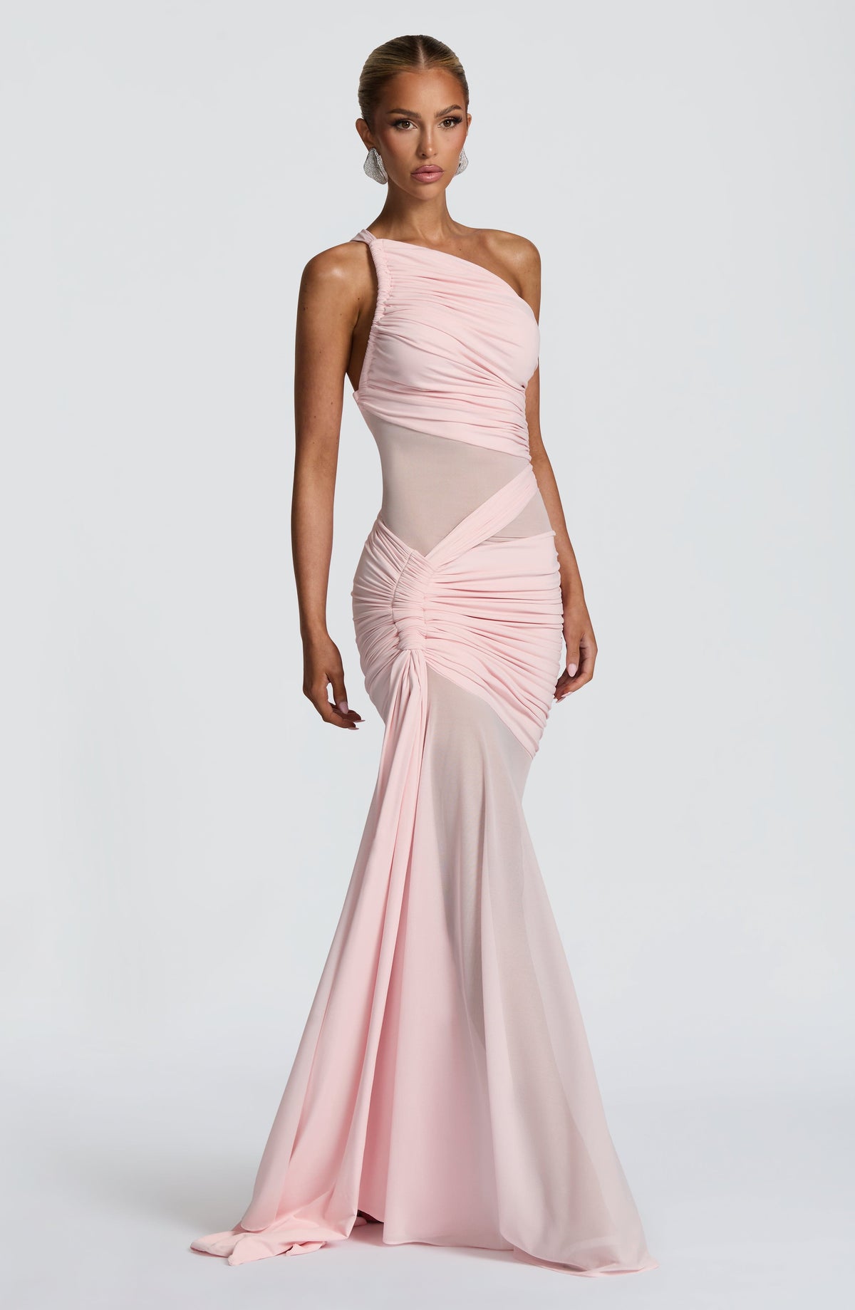 Women's Dress Marianne Maxi Blush Mesh Ruched Formal