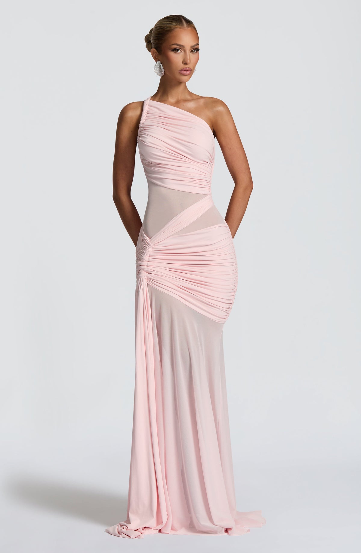 Women's Dress Marianne Maxi Blush Mesh Ruched Formal
