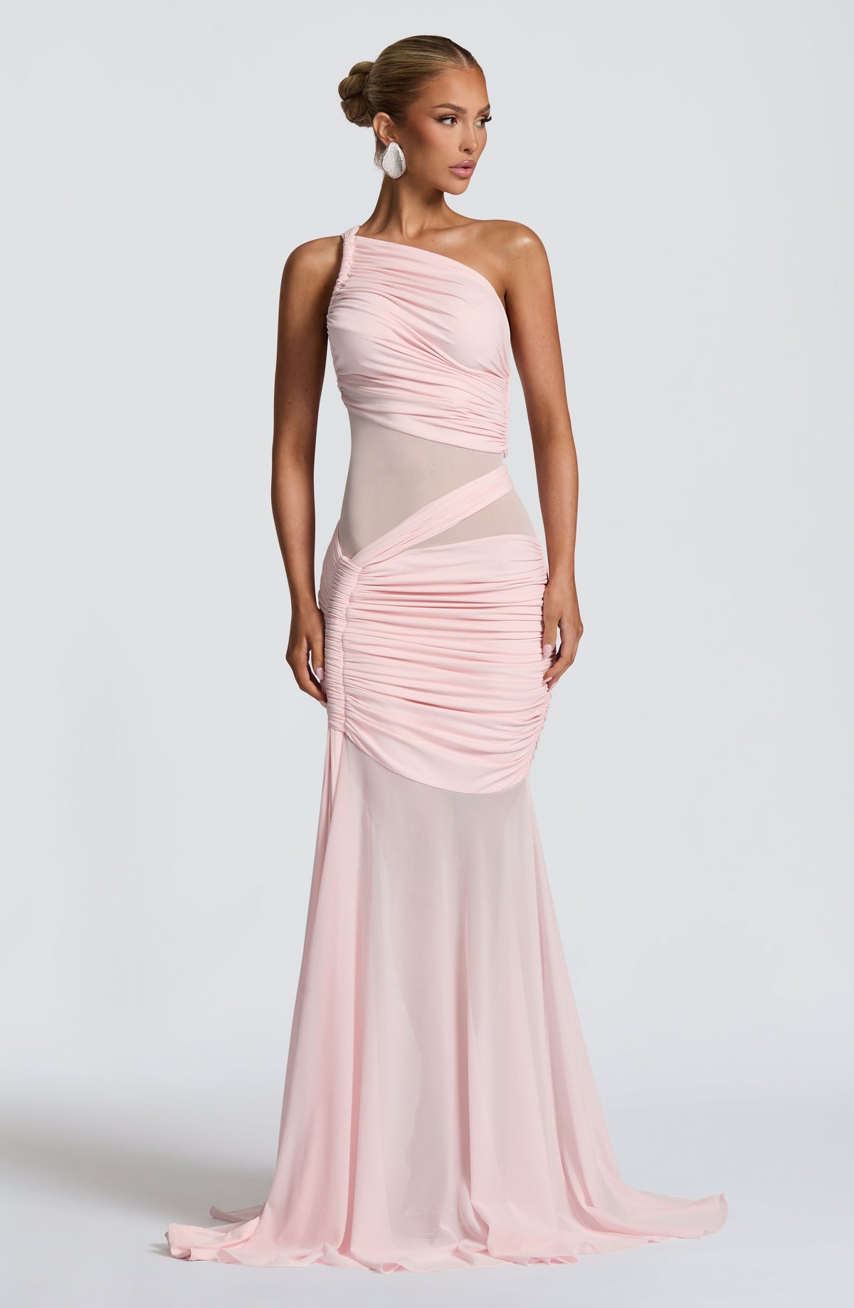 Women's Dress Marianne Maxi Blush Mesh Ruched Formal