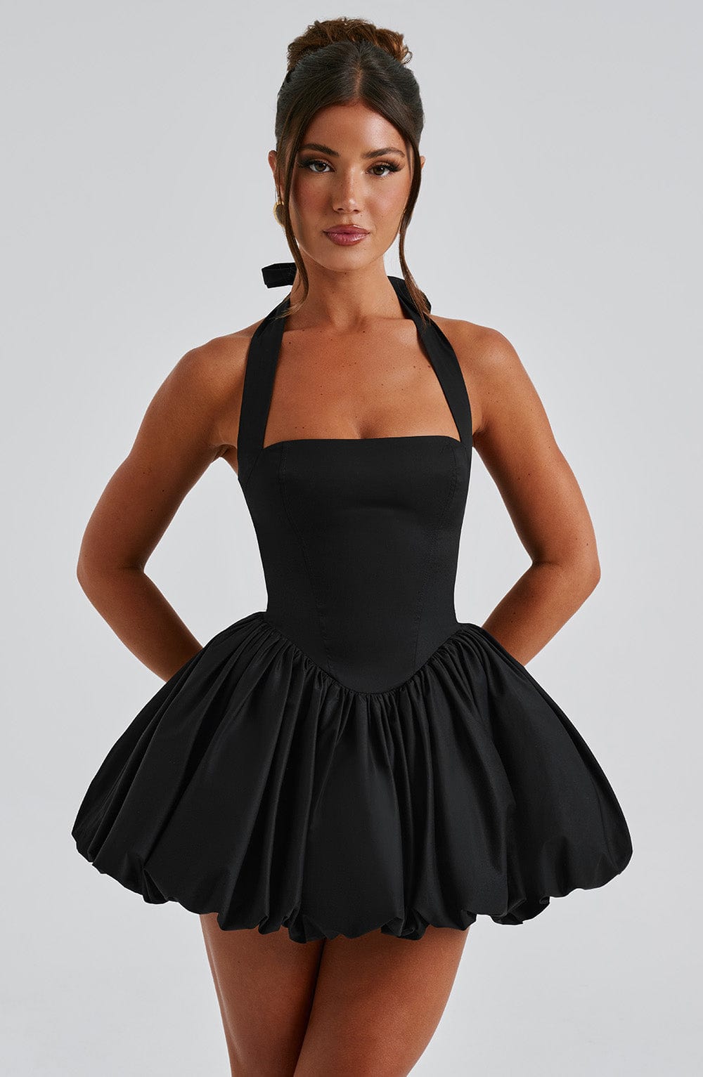 S.M Women's Dress Maricia Mini Square Neck Black Cotton Party
