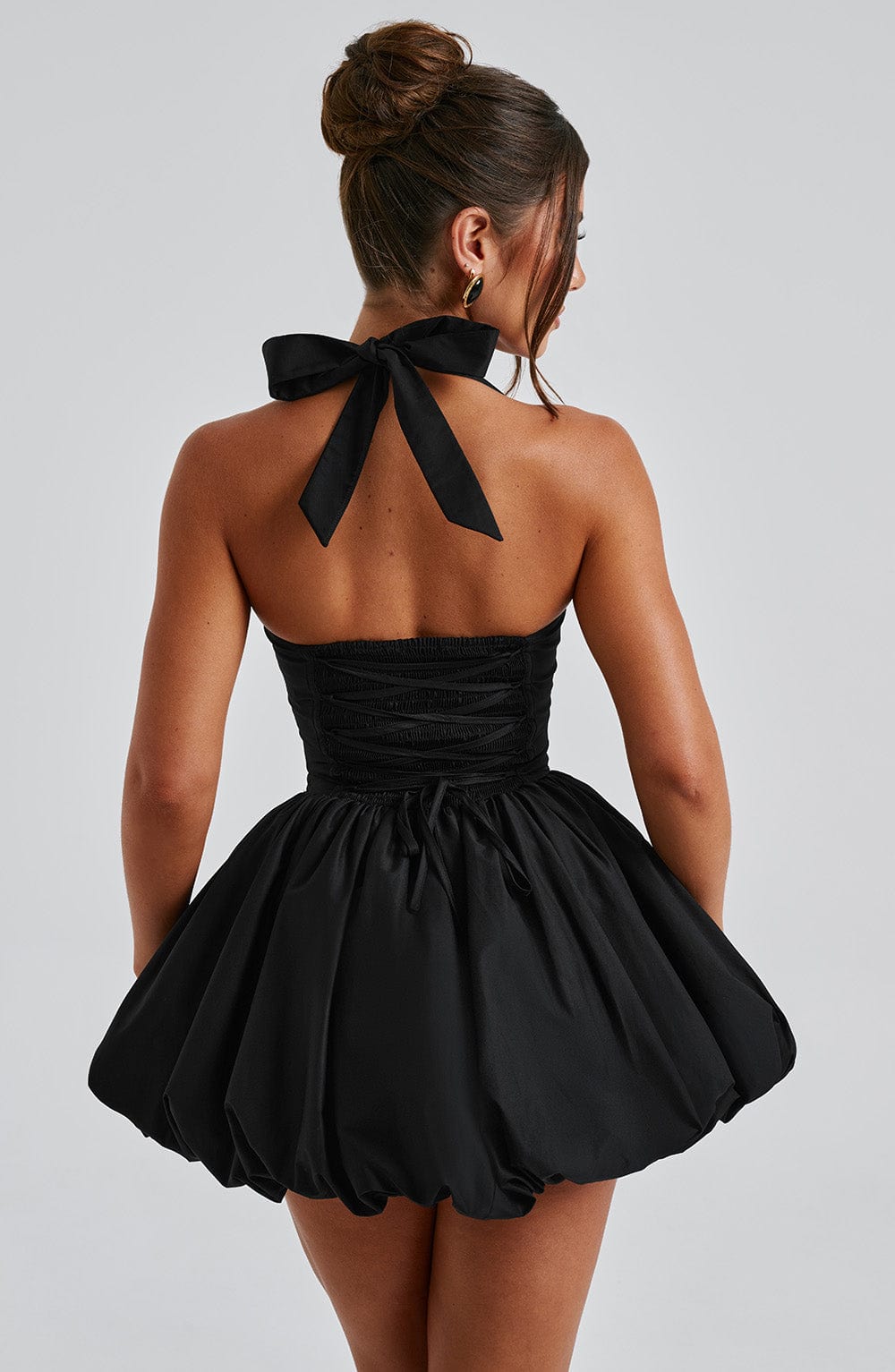S.M Women's Dress Maricia Mini Square Neck Black Cotton Party