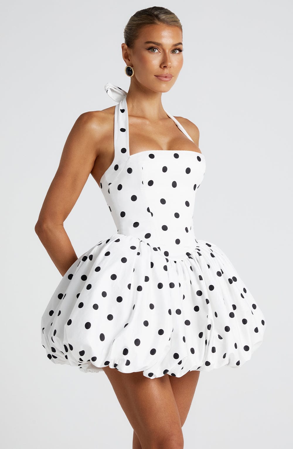 Maricia Women's Dress Mini Black Polka Dot Cotton Party