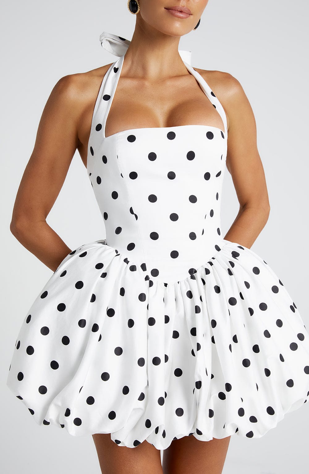Maricia Women's Dress Mini Black Polka Dot Cotton Party