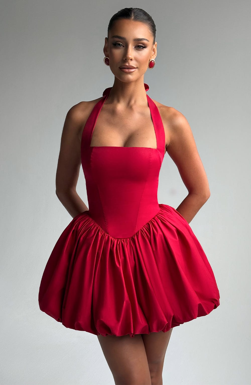S.M Women's Dress Mini Red Halter Party