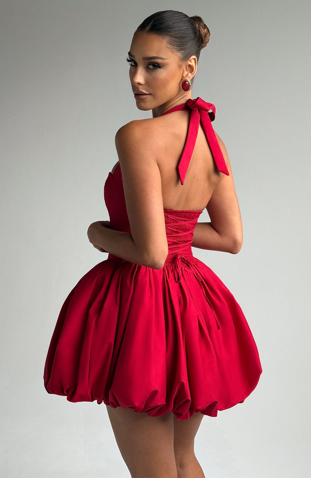 S.M Women's Dress Mini Red Halter Party