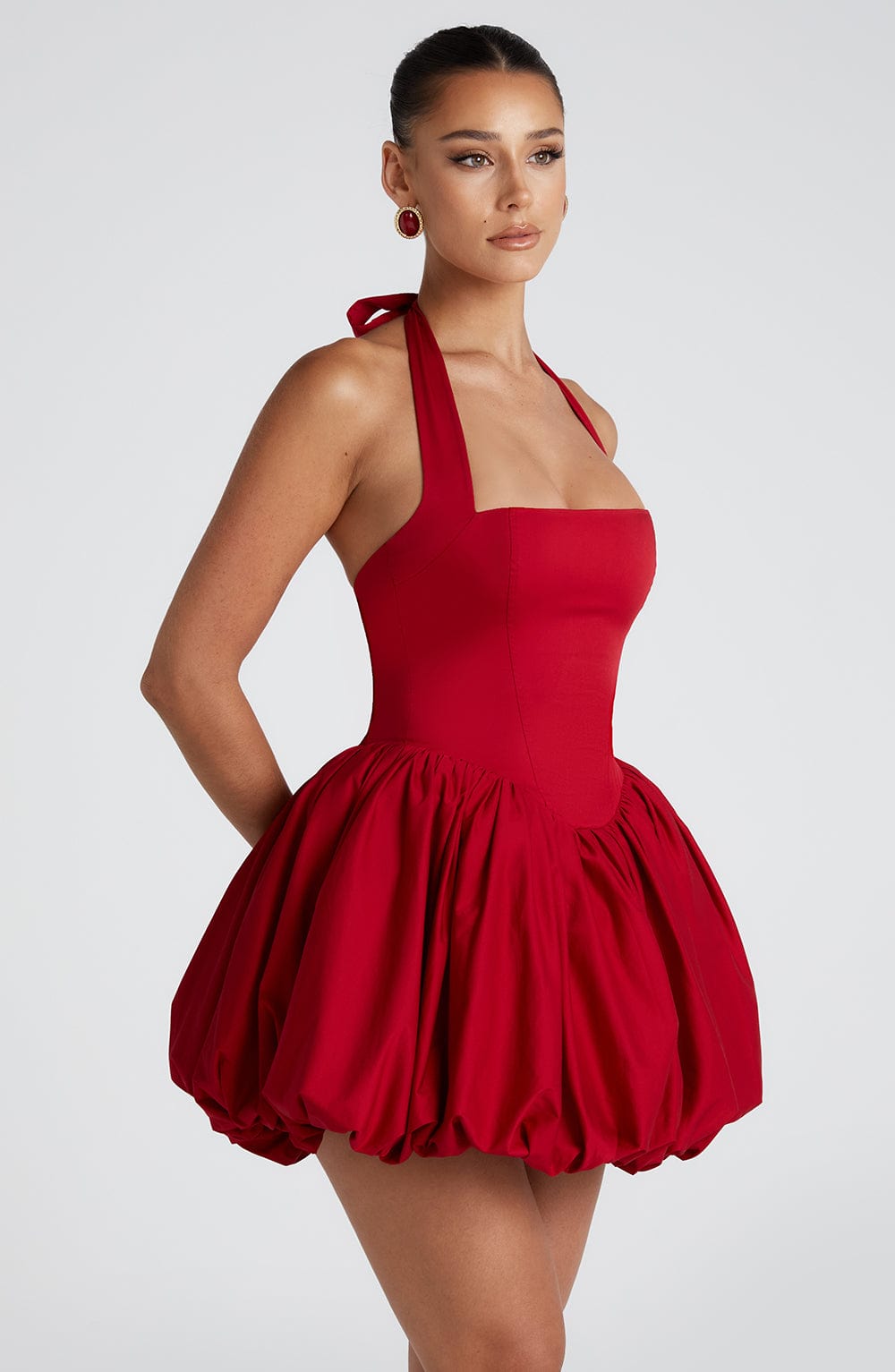 S.M Women's Dress Mini Red Halter Party