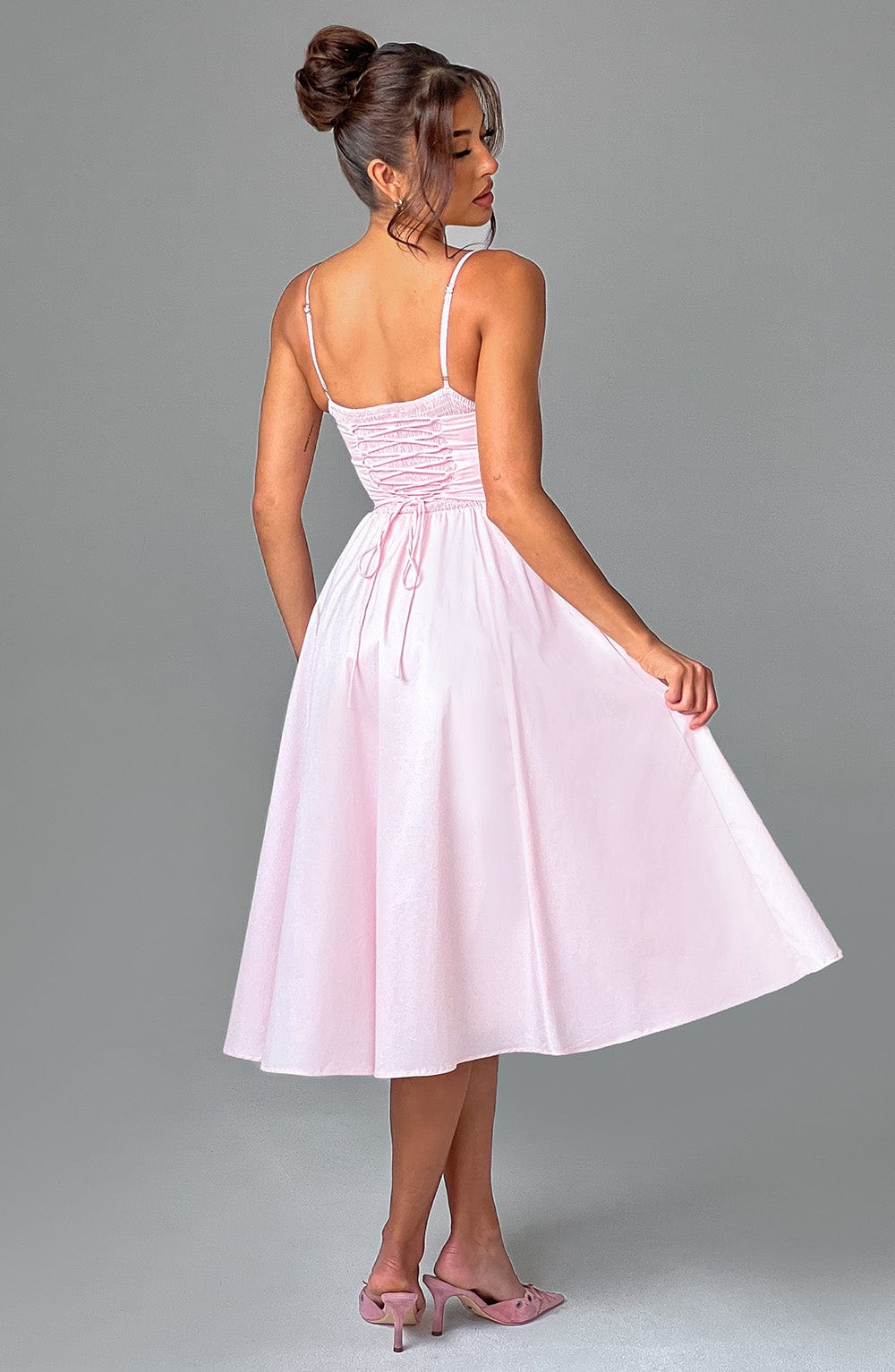 M.T Women's Dress Corset Midi Blush Cotton Party