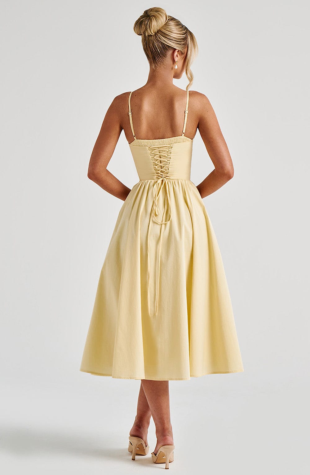 M.T Women's Dress Mariella Corset Midi Lemon Cotton Voile Party BBF3431-D