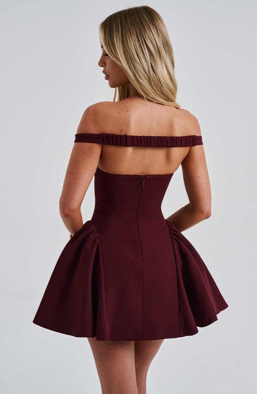 R.F Women's Dress Bardot Cherry Lacquer Crepe Cocktail