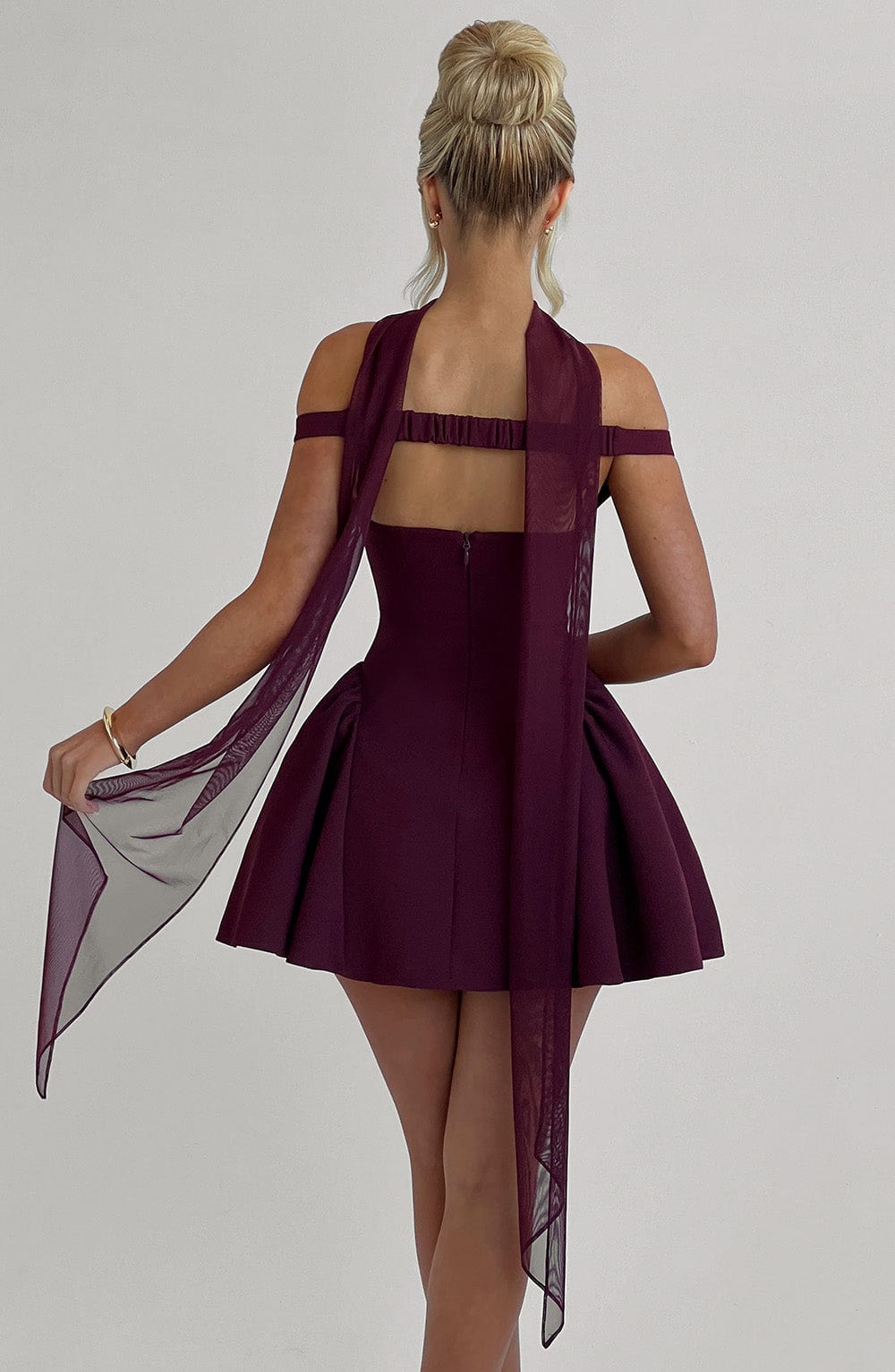 R.F Women's Dress Bardot Cherry Lacquer Crepe Cocktail